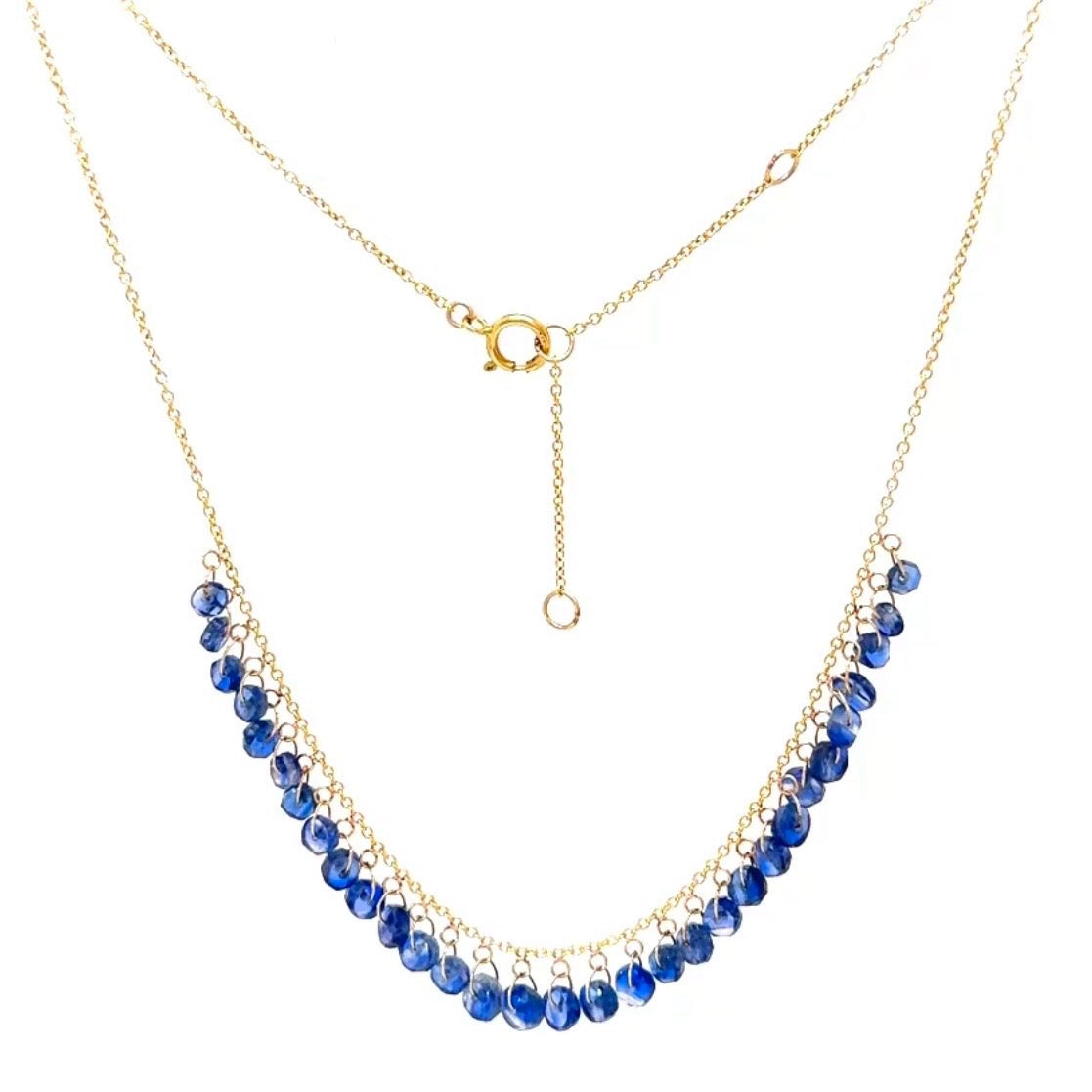 Green Sapphire Or Kyanite Cluster Dangle Necklace