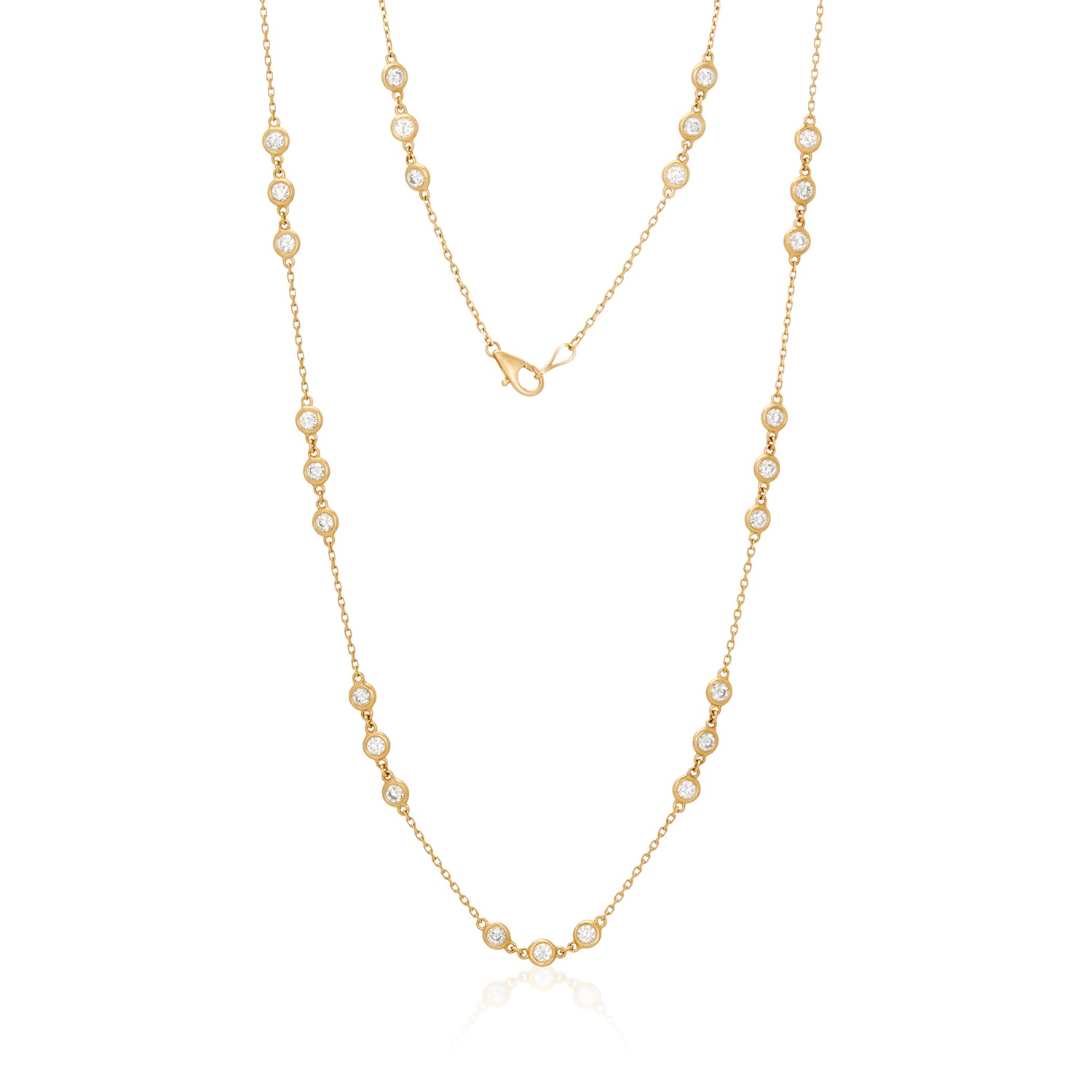 Trio Lab-Grown Diamond Bezel Stationed Necklace In 14k