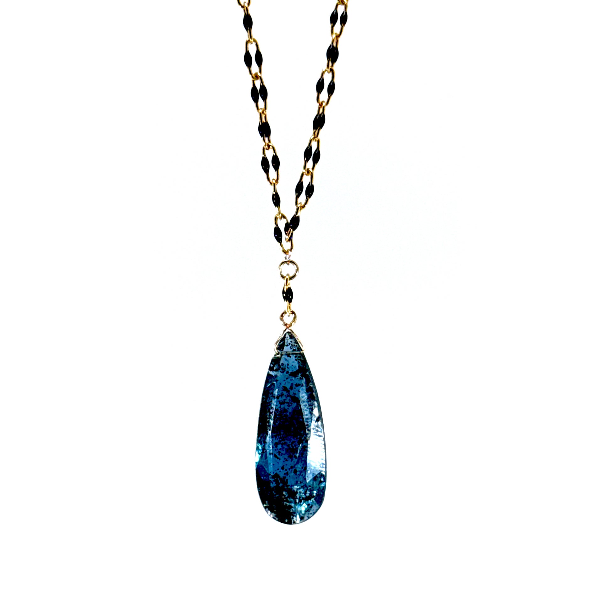 Kyanite Pendant Double braided Necklace