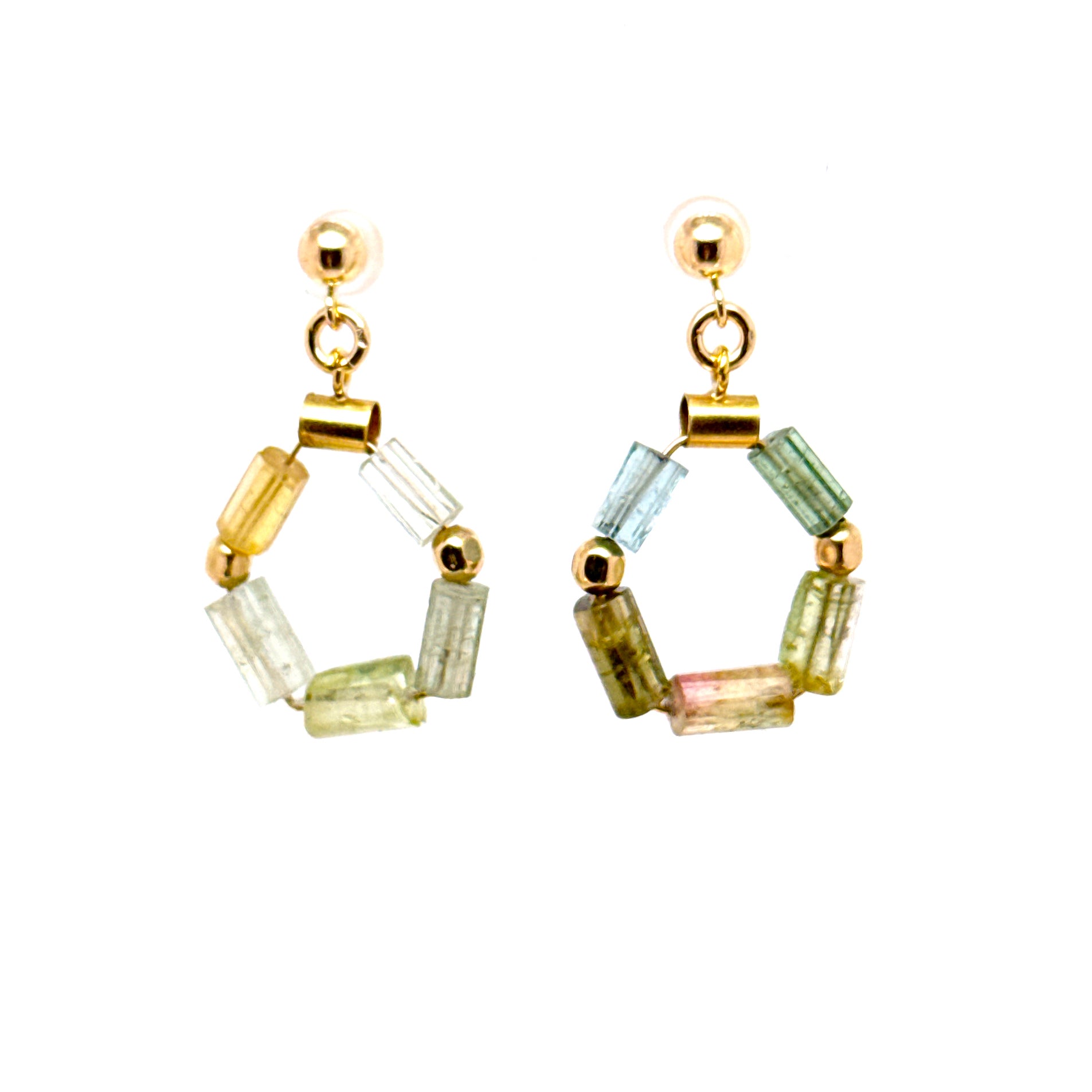 Small Multicolor Tourmaline Hoops