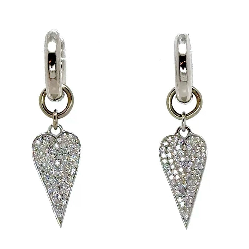 Hearty Diamond Dangly Hoops Earrings
