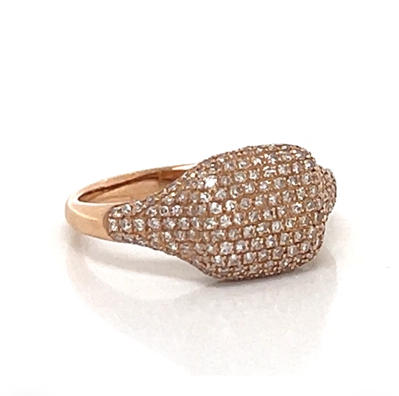 Pave diamond Cushion Rose Gold Ring 14k