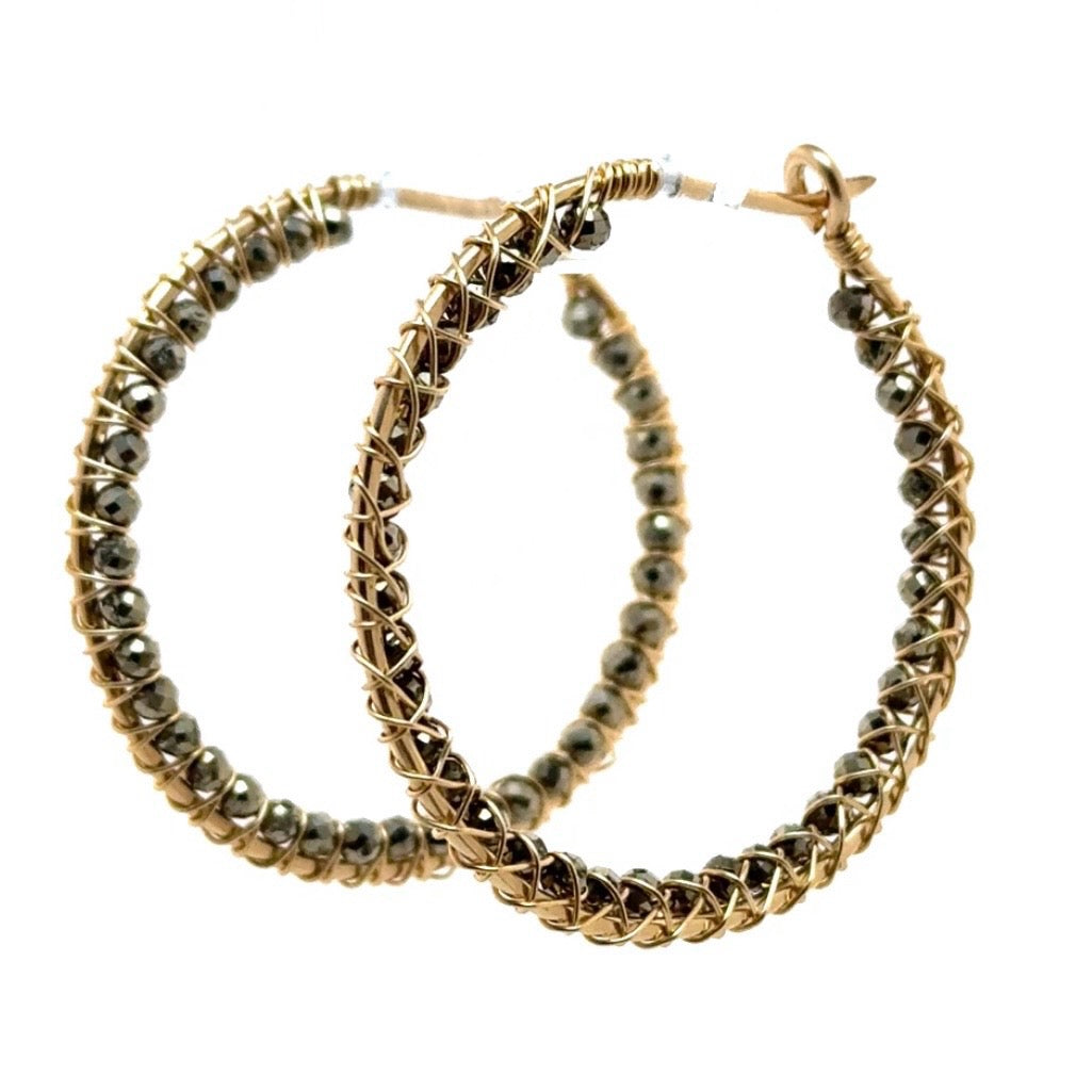 Inner Wrap Gem Hoops Earrings