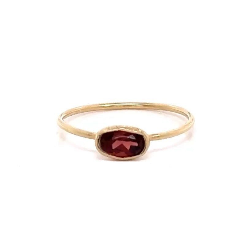 Birthstone Gold Ring 14k - Emerald Garnet