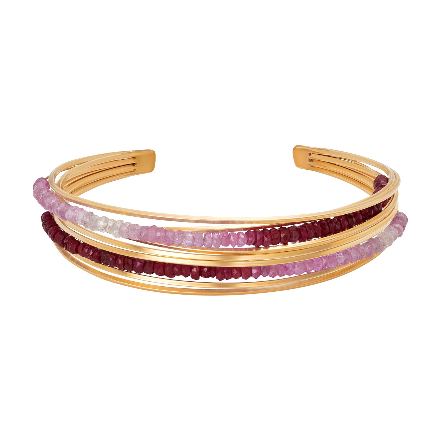 Mia Multi Hoops Open End Bracelet - Ruby