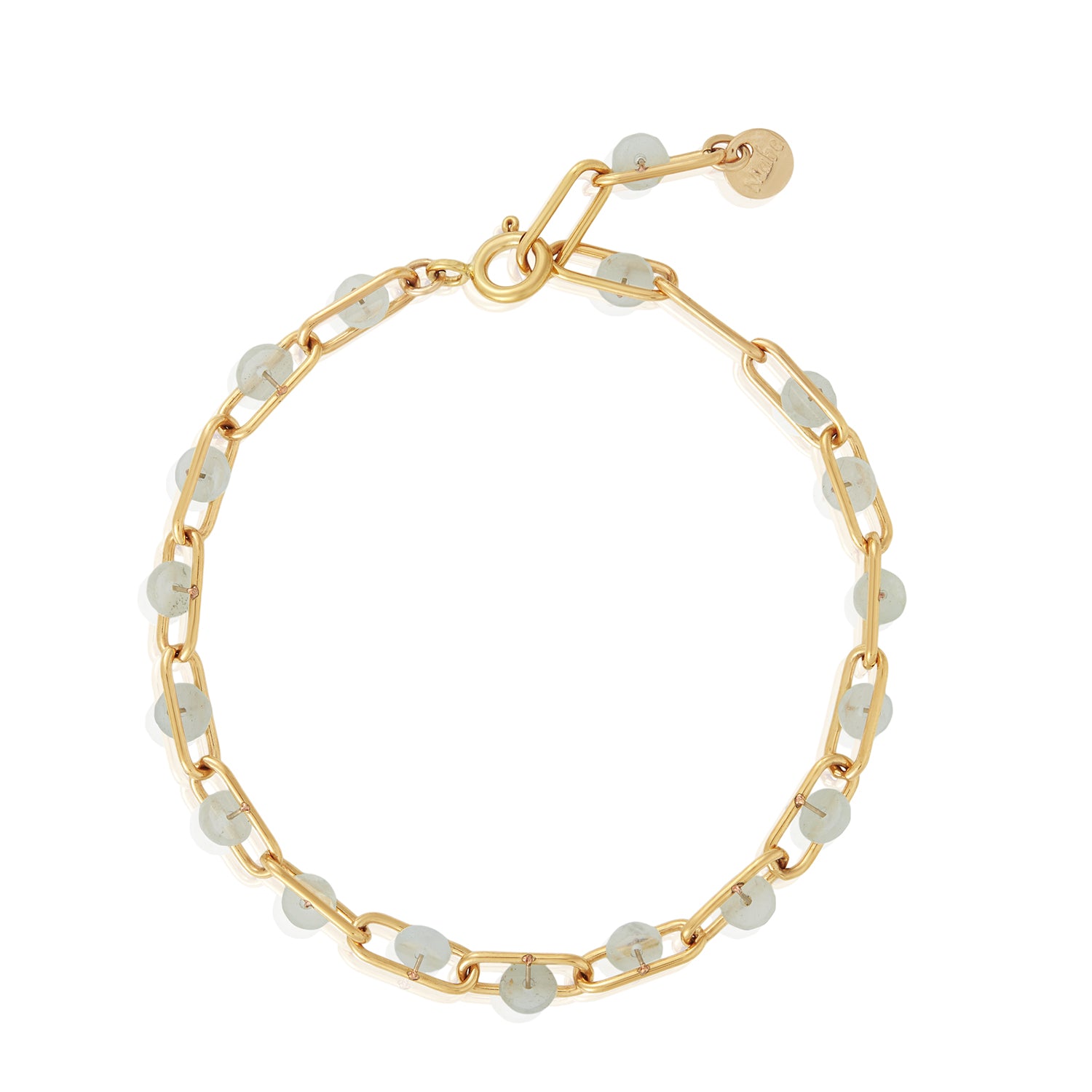 Mini Aquamarine Paperclip Bracelet