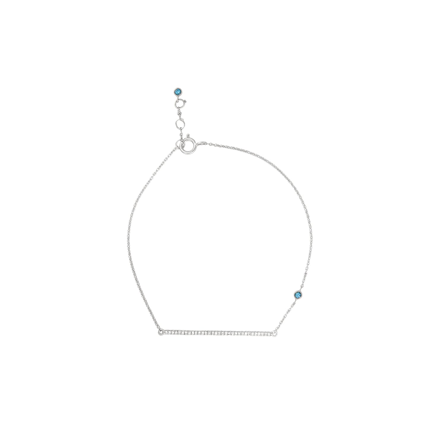 Diamond Bar Blue Bracelet 14k White Gold
