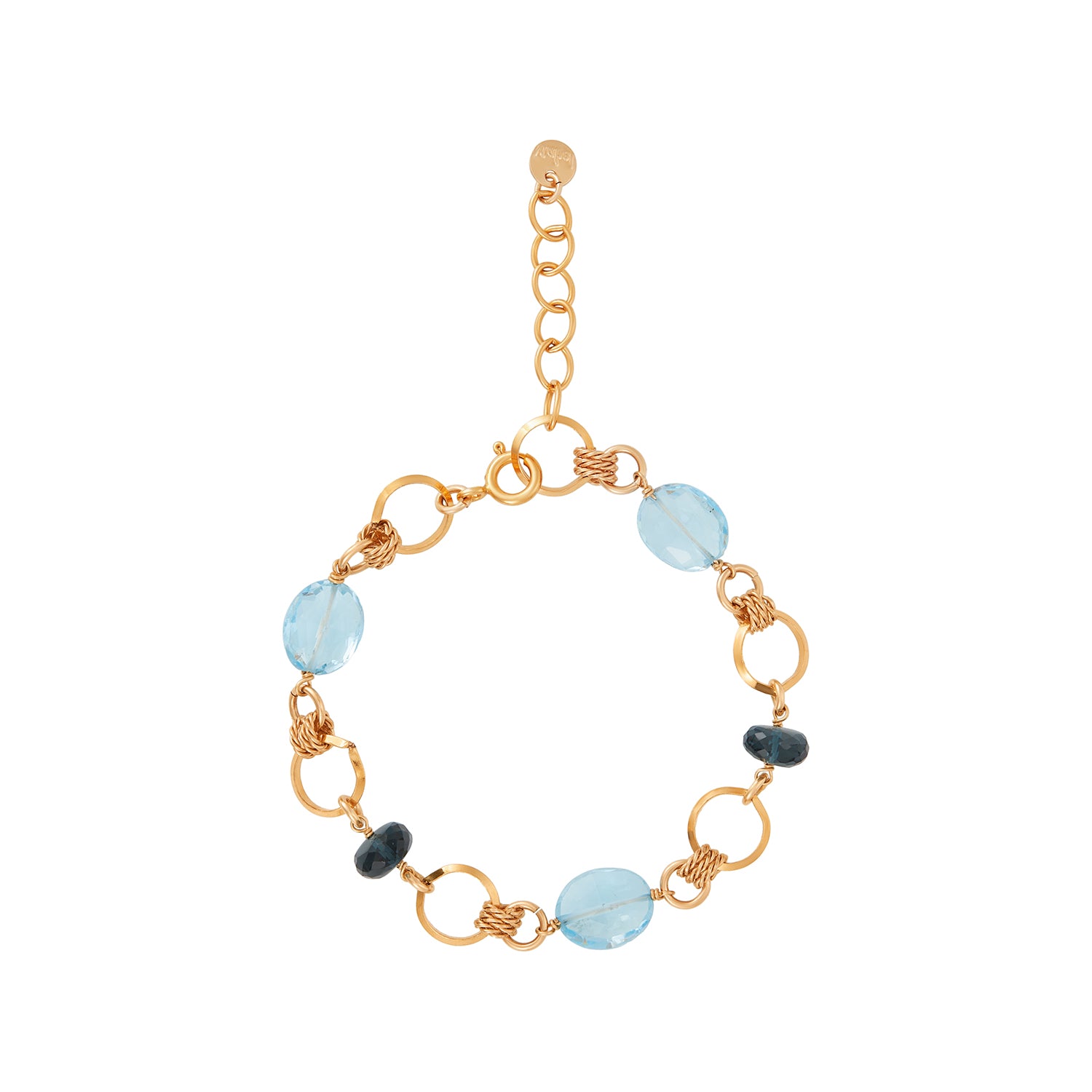 Mixed Blue Topaz Circle Link bracelet