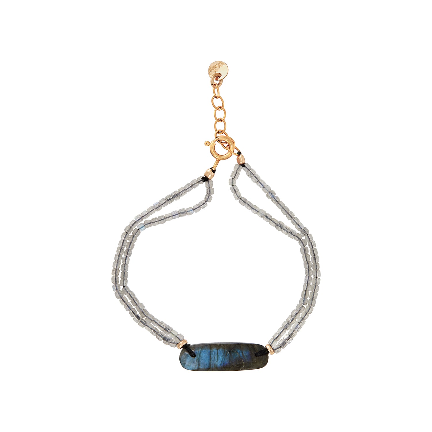 Labradorite Charm Double Strands Beaded Bracelet