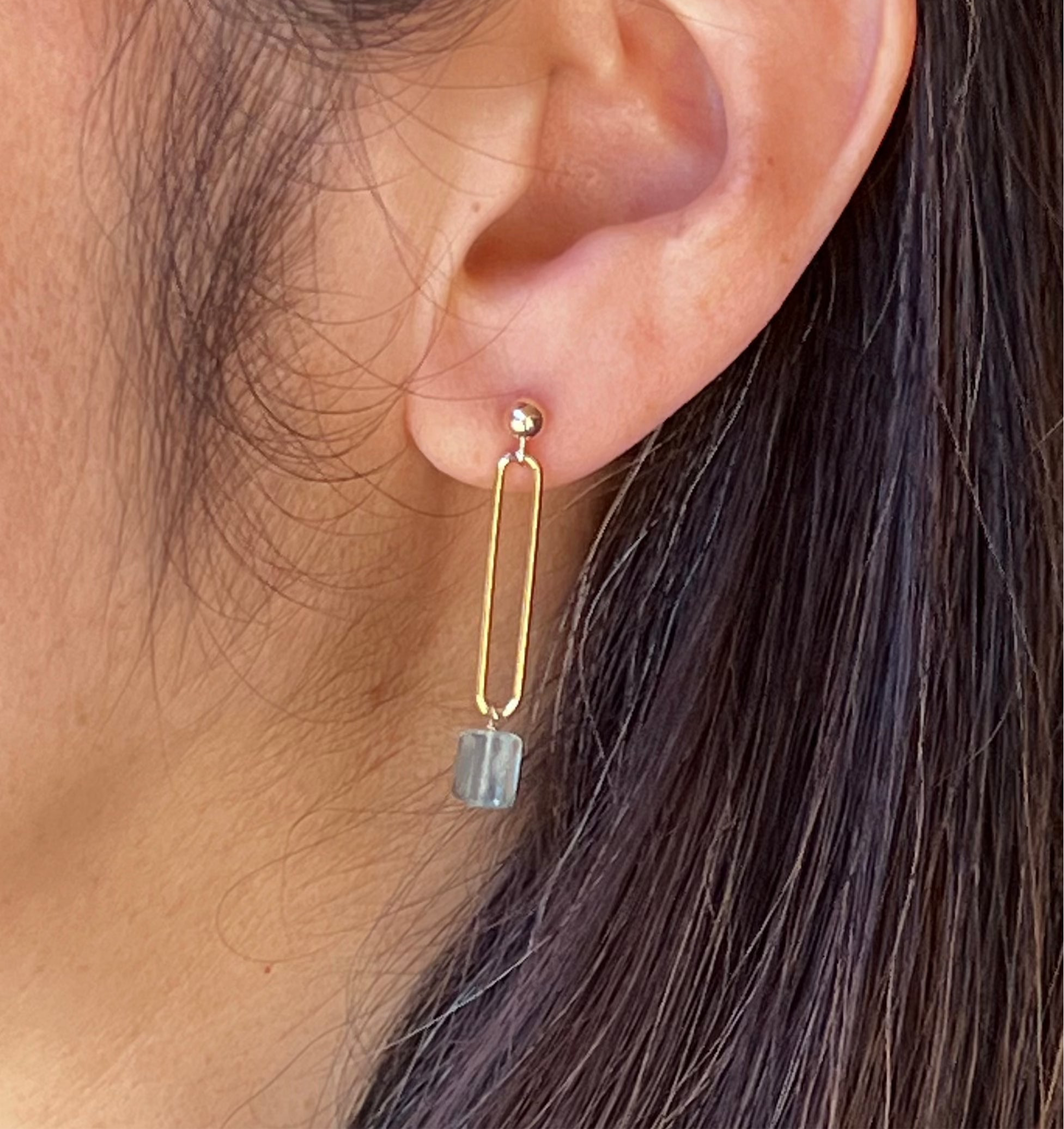 Gem Drop Paperclip Earrings