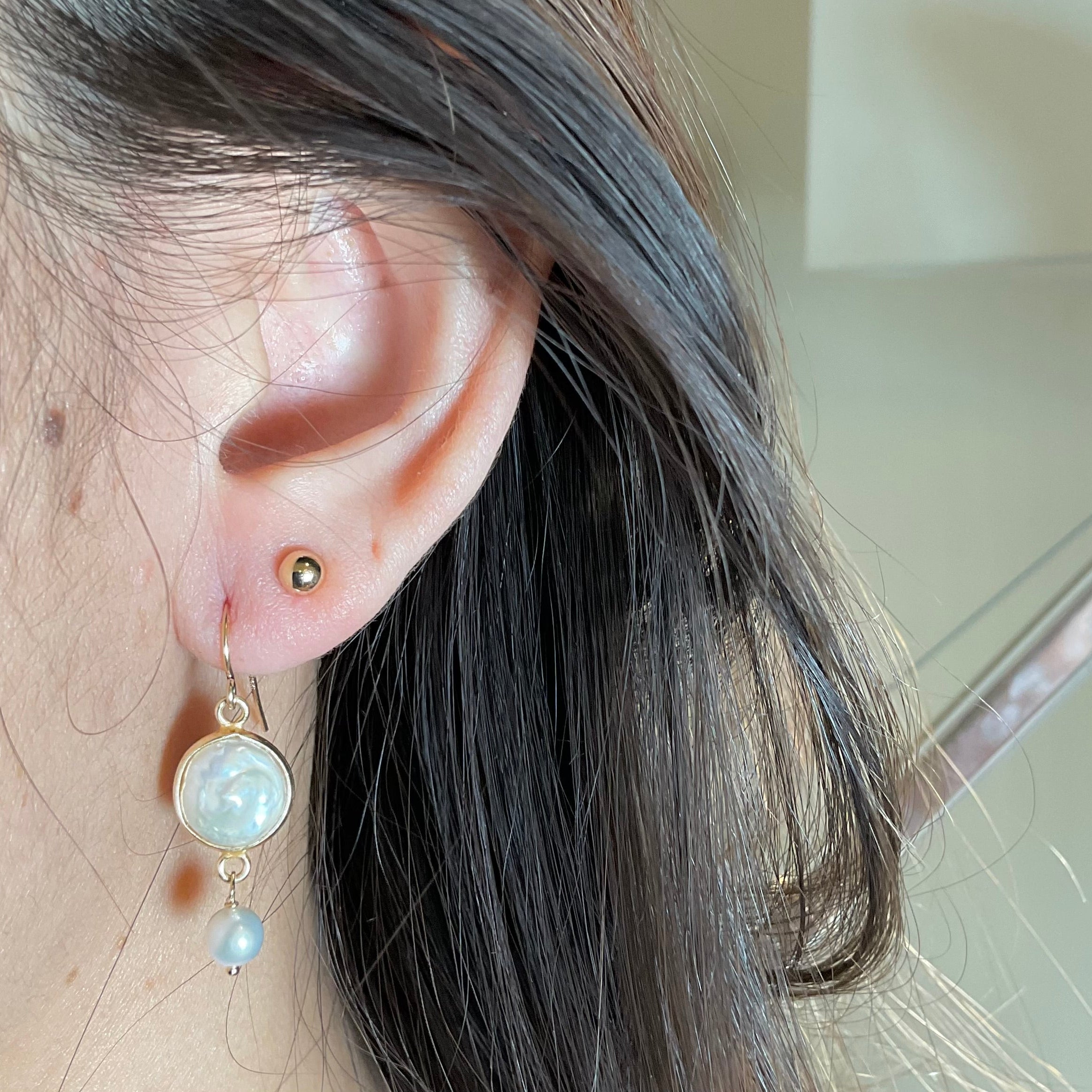 Circle Pearl Drop Earrings