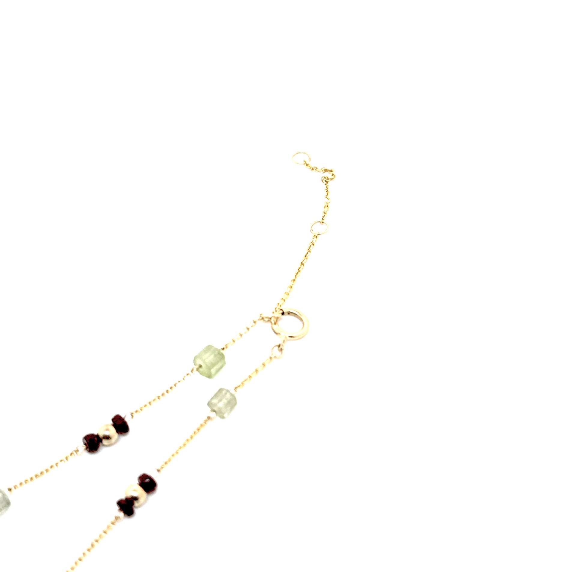 Green Tourmaline Ruby Necklace 14k