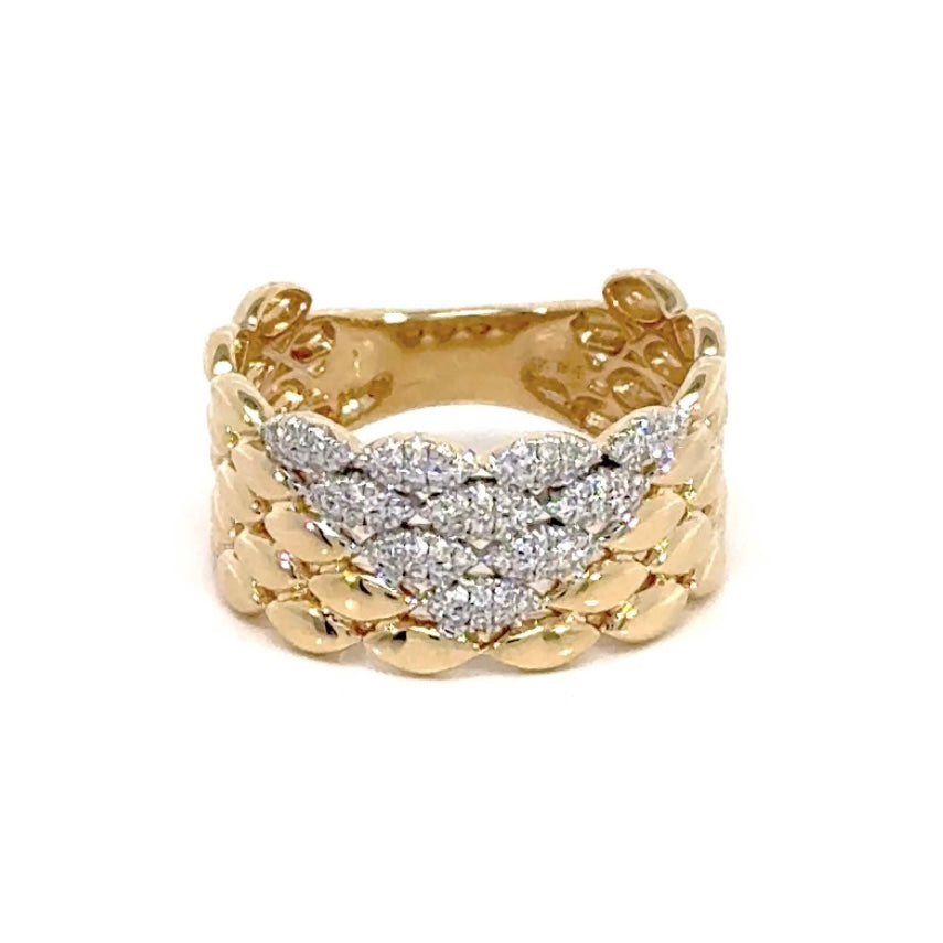 Shimmer Marquise Natural Pave Diamond Wide Ring 14k