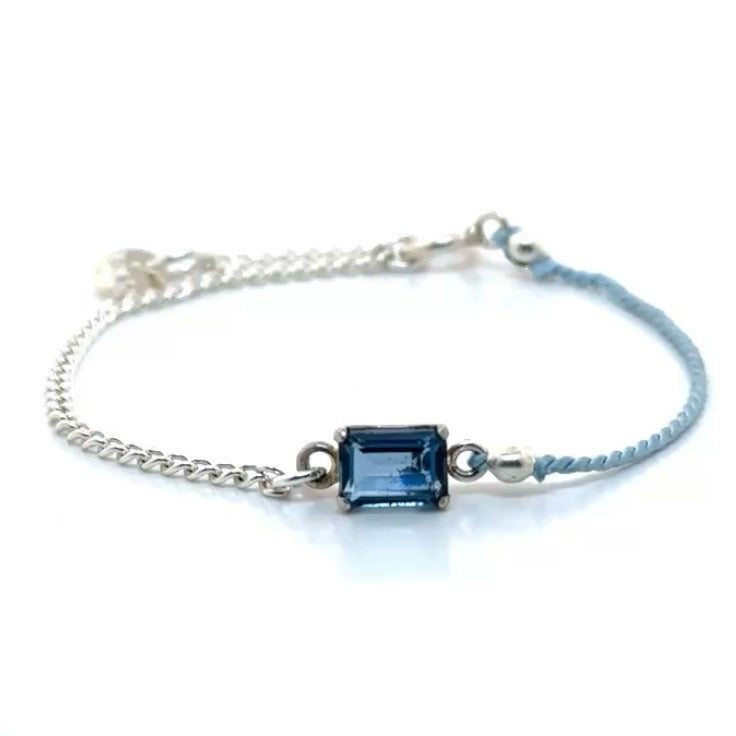 London Blue Mixed Silver String Bracelet
