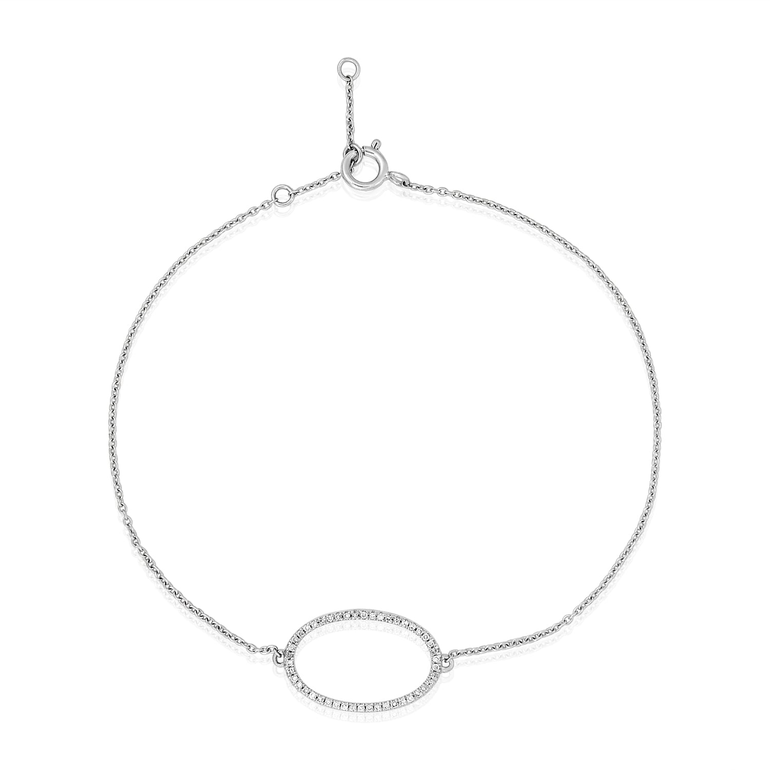 Oval Diamond Thin Chain Bracelet in 14k