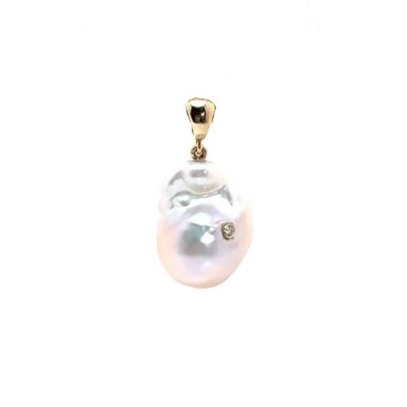 Diamond Pearl Pendant Ruby Necklace