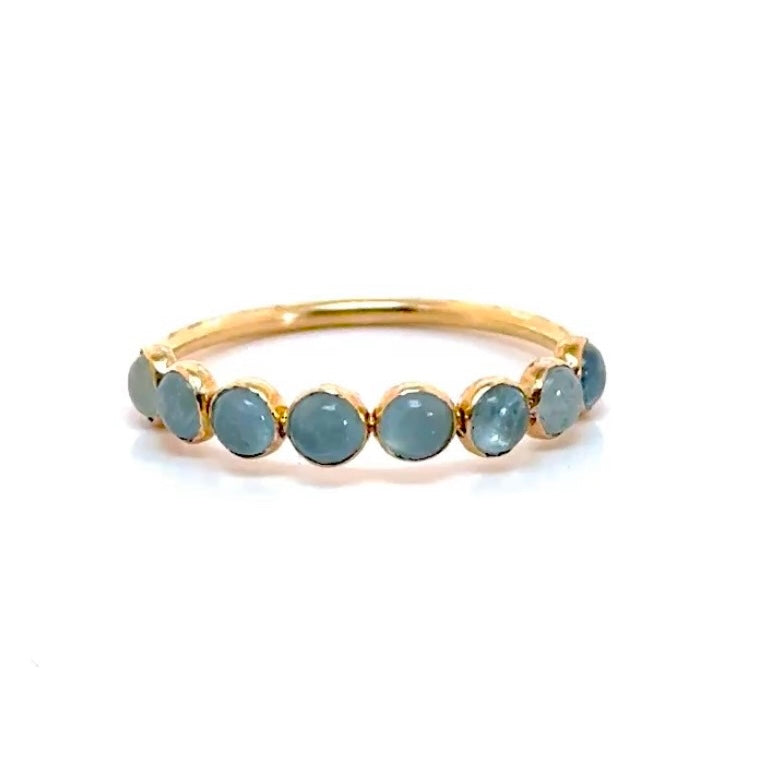 Aquamarine Cabochon Bezel Ring-14k