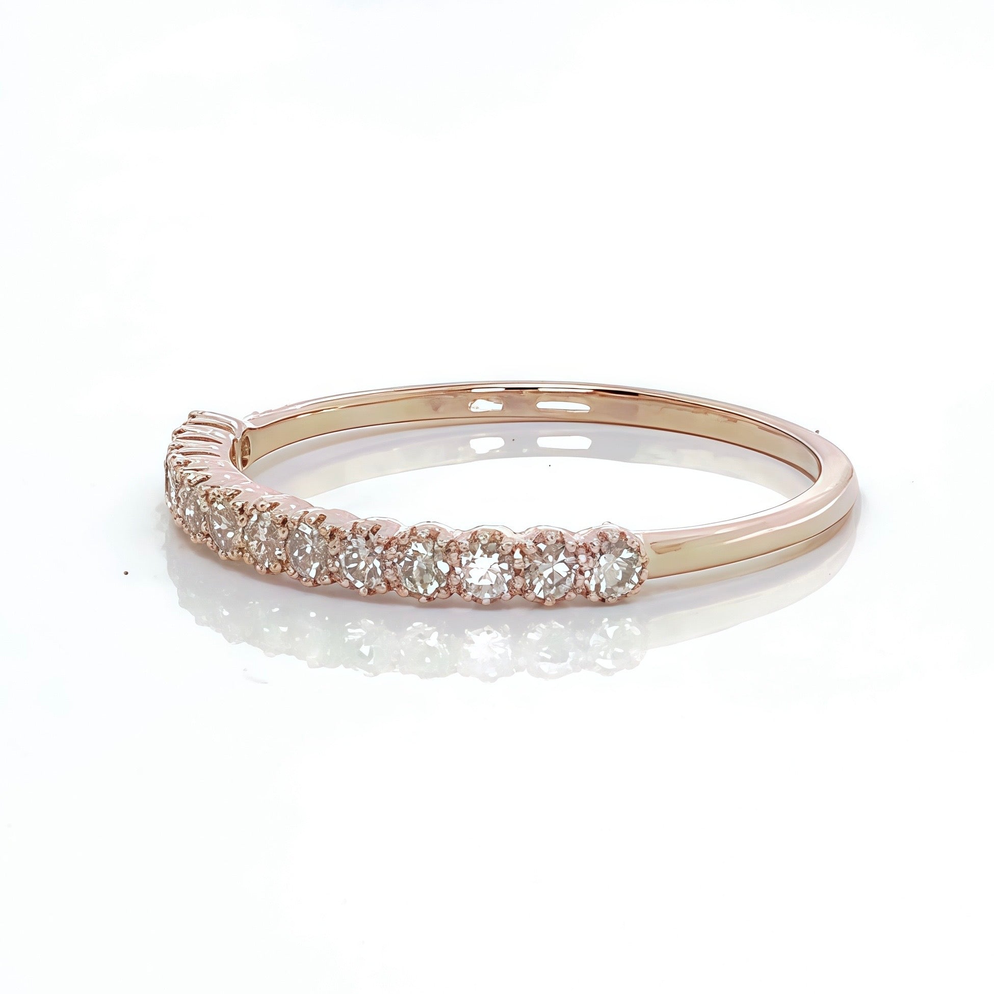 Tennis Natural Diamond Ring In 14K Rose Gold