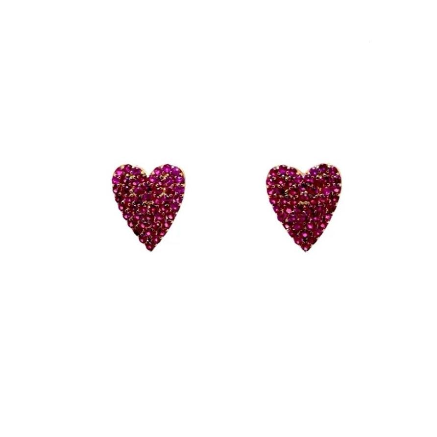 Ruby Heart Studs