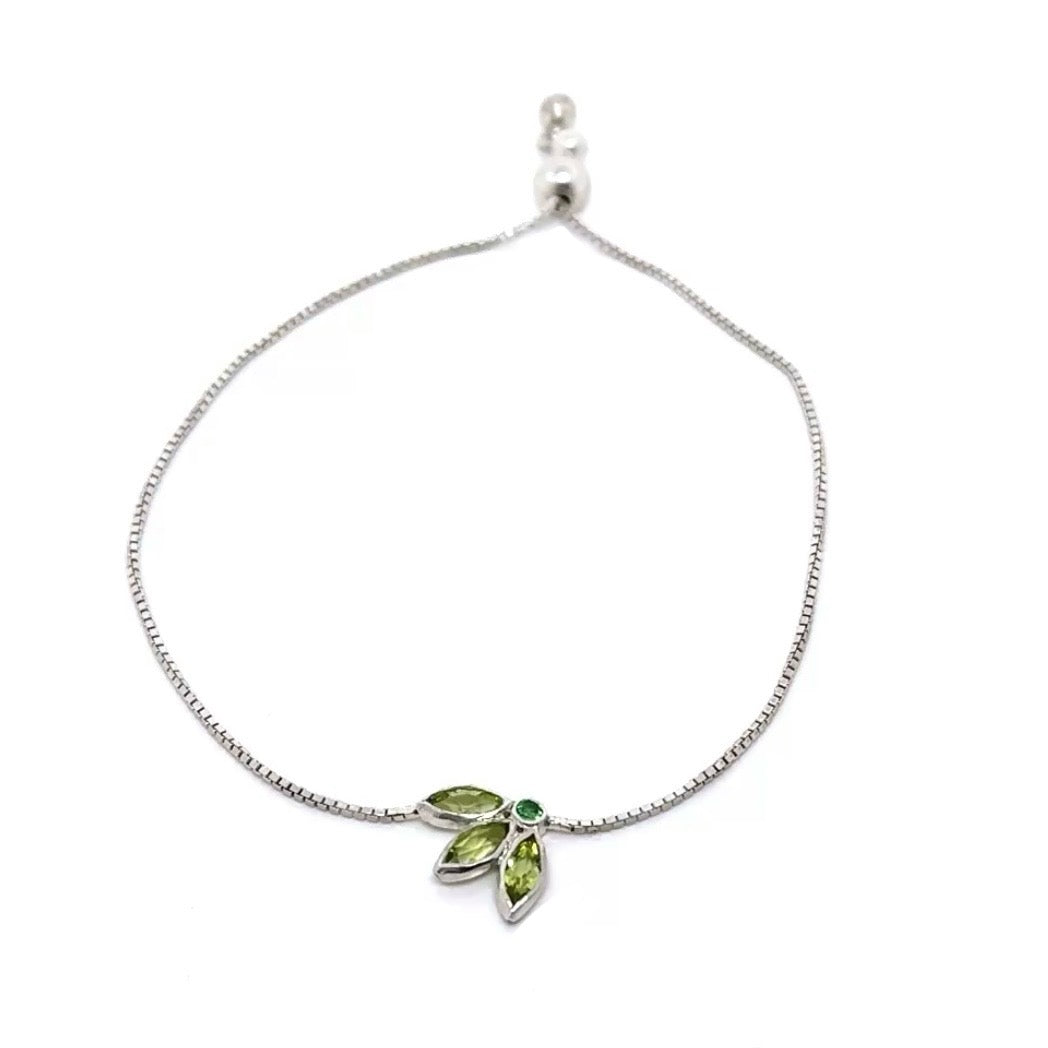 Green Leaf Silver Bracelet