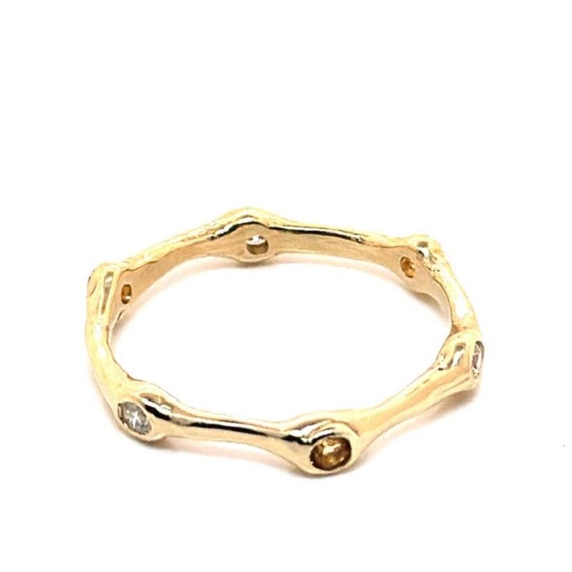 Amirah Citrine Diamond Bamboo Ring In 14K