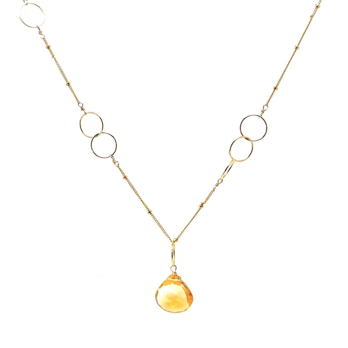 Jennifer Gem Gold Necklace - Blue topaz or Citrine