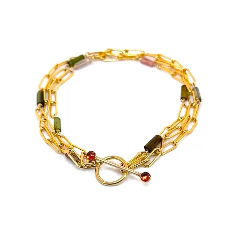 Tourmaline Multi-strand Bracelet With Toggle