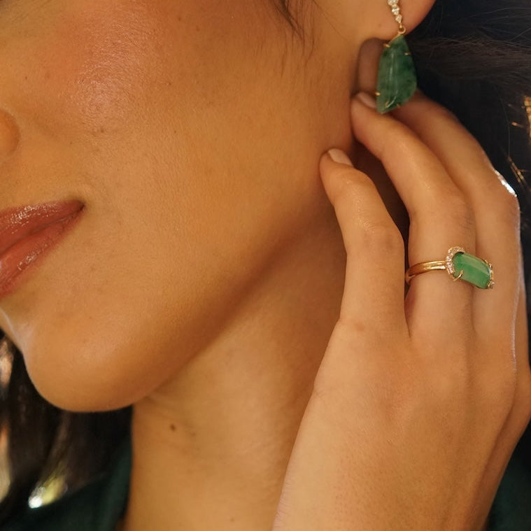 Teardrop Jade Pendant Necklace In 14K