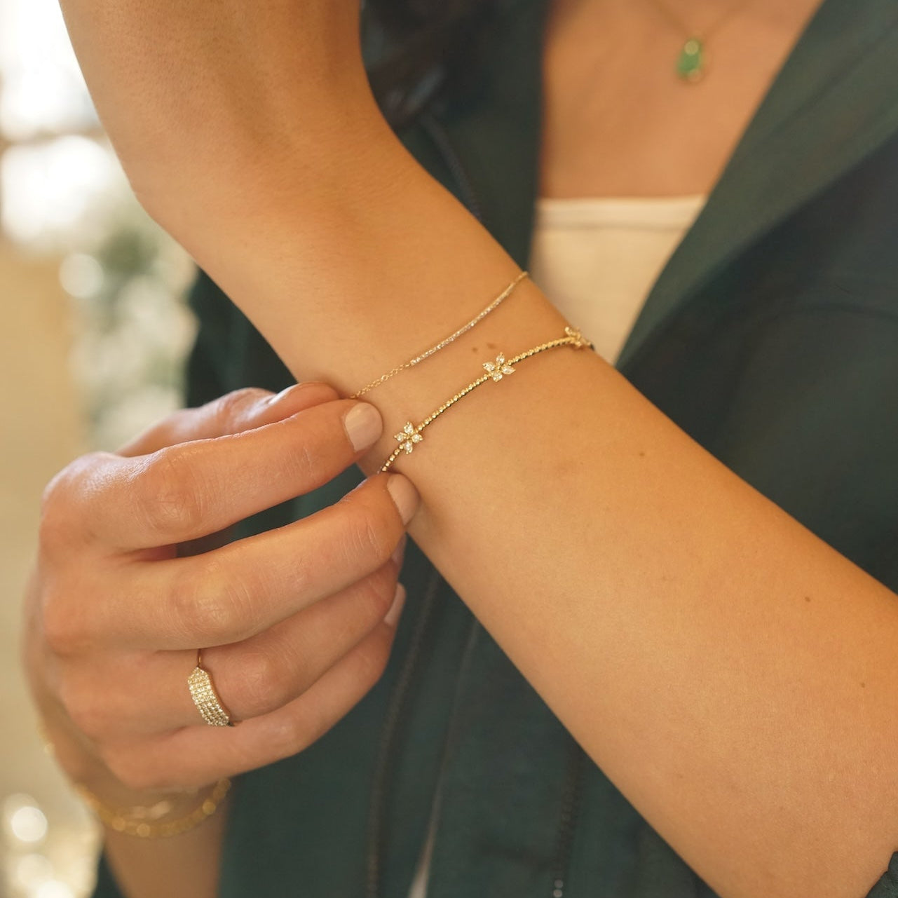 Pave diamond Shield Gold Ring