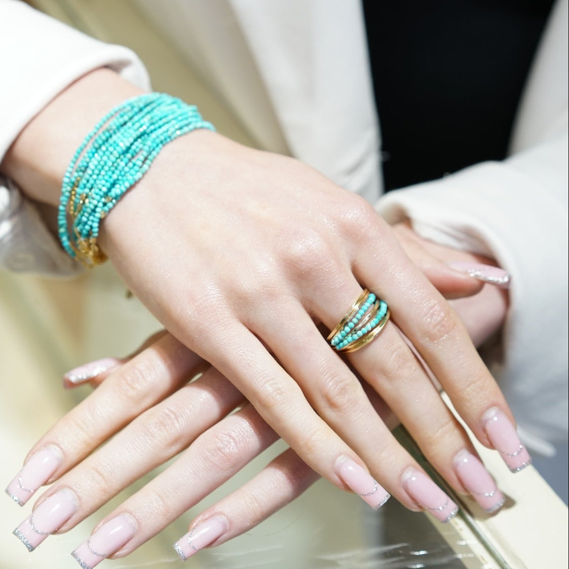 Mia Multi Hoops Gem Ring -Turquoise