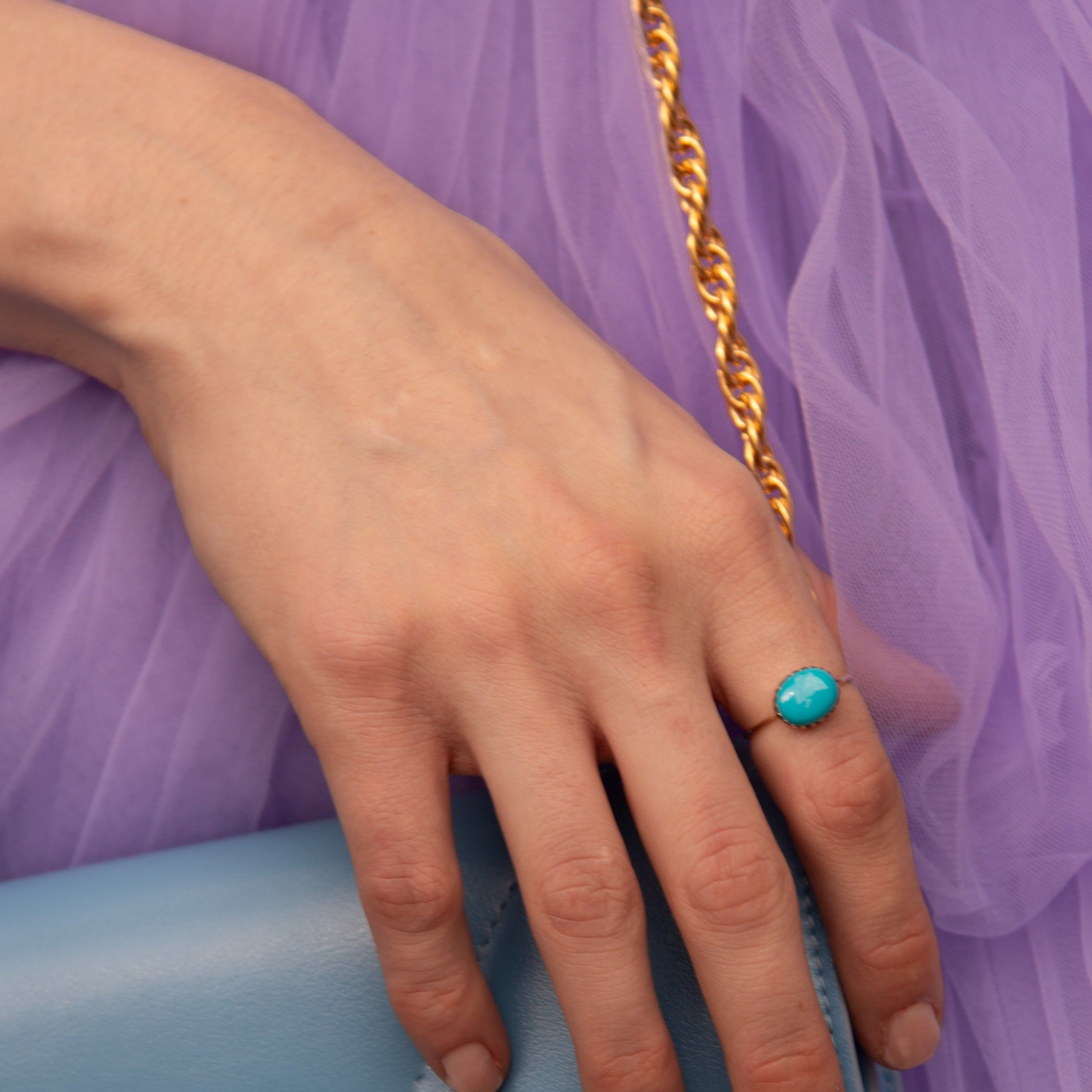Simply Sleeping beauty Turquoise Ring 14k