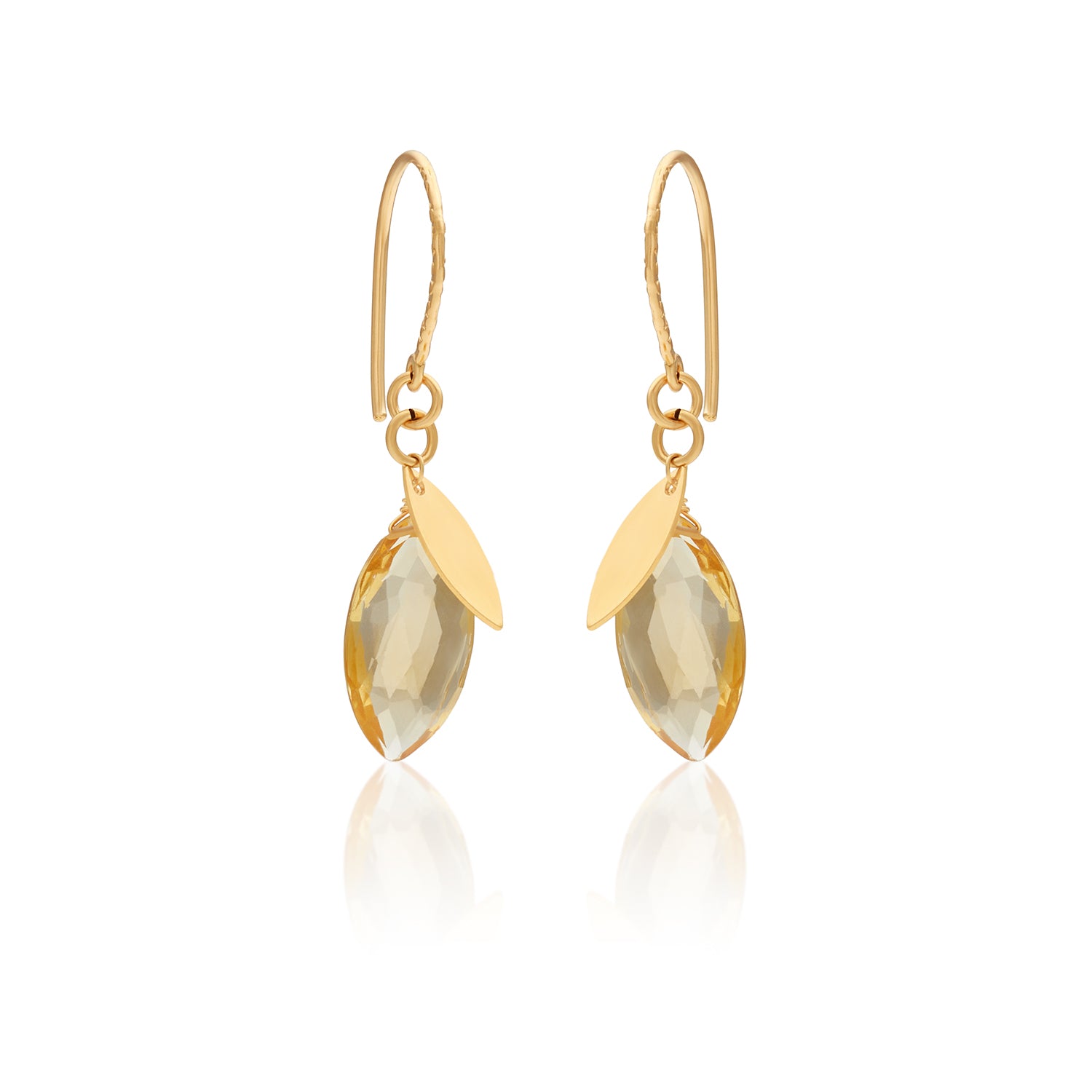 Leaf Gem Earrings - Citrine