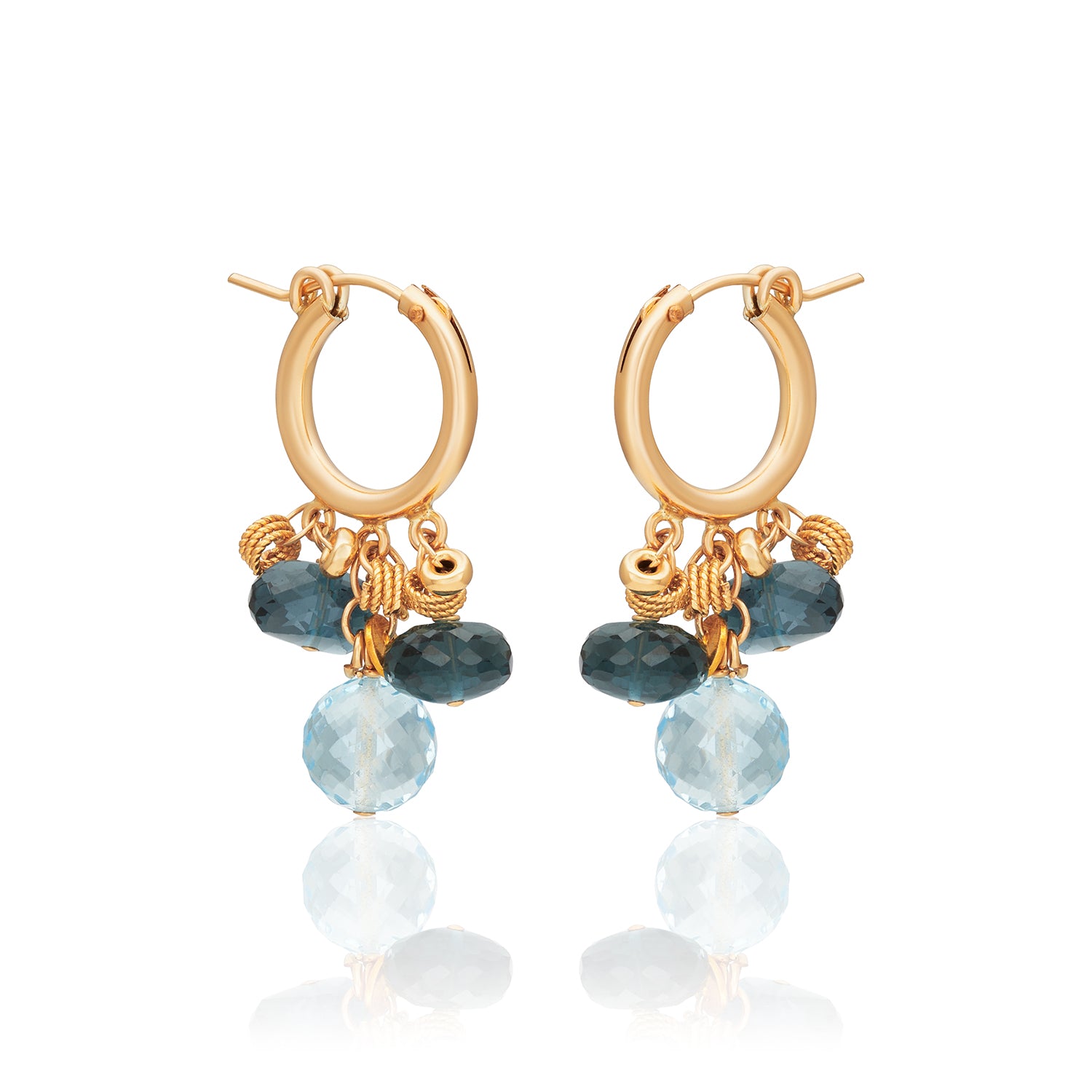 Blue Topaz Jingle Hoops Earrings