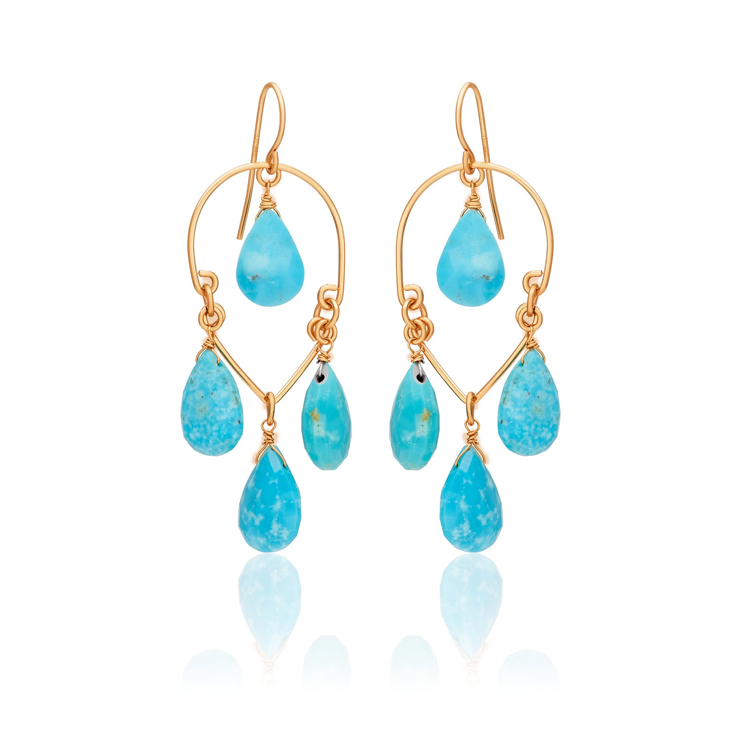 Gem Chandelier Earrings - Turquoise