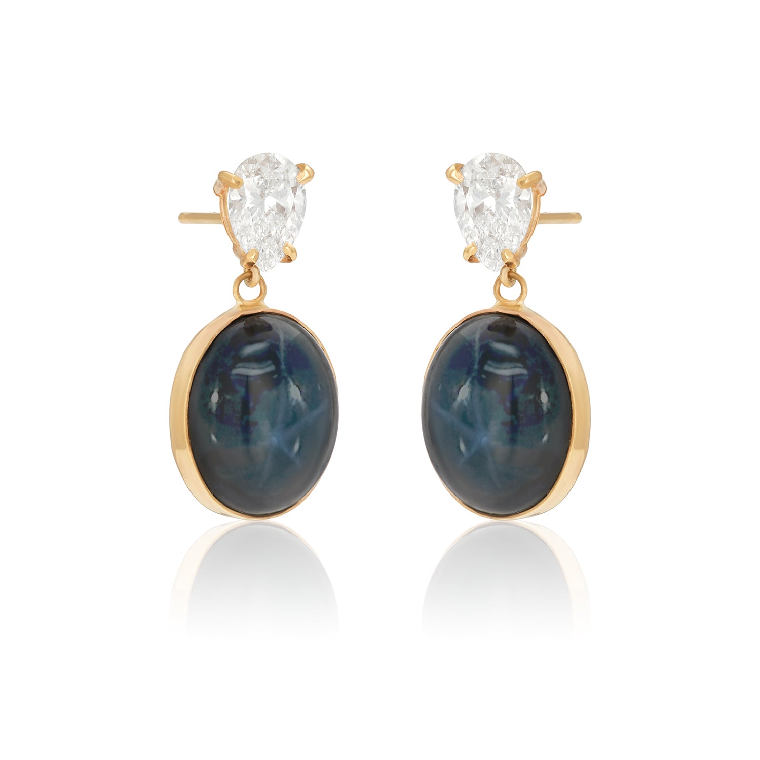 Lab-grown Diamond Star Sapphire Studs Earrings