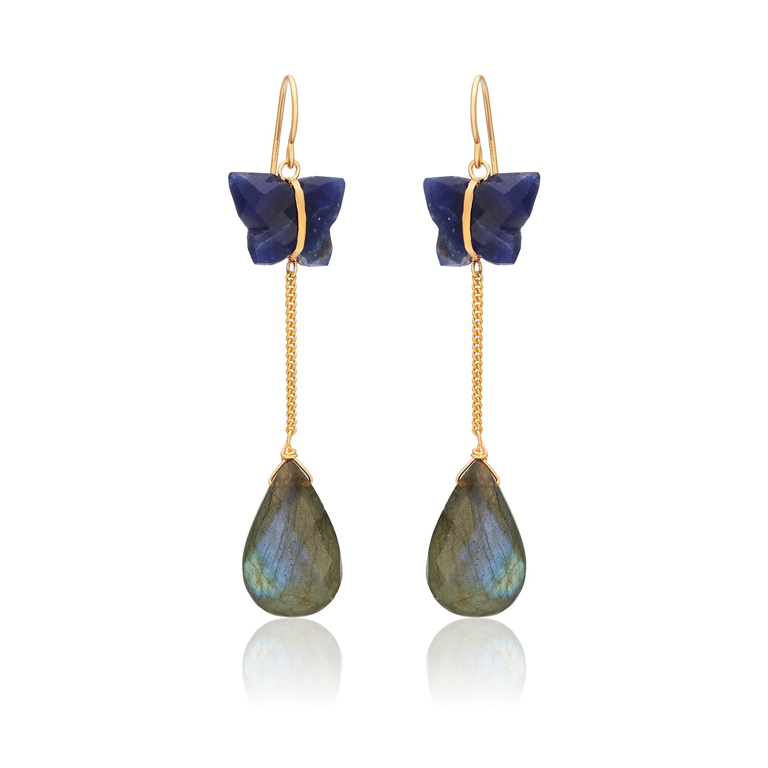 Lapis Butterfly Labradorite Drop Earrings