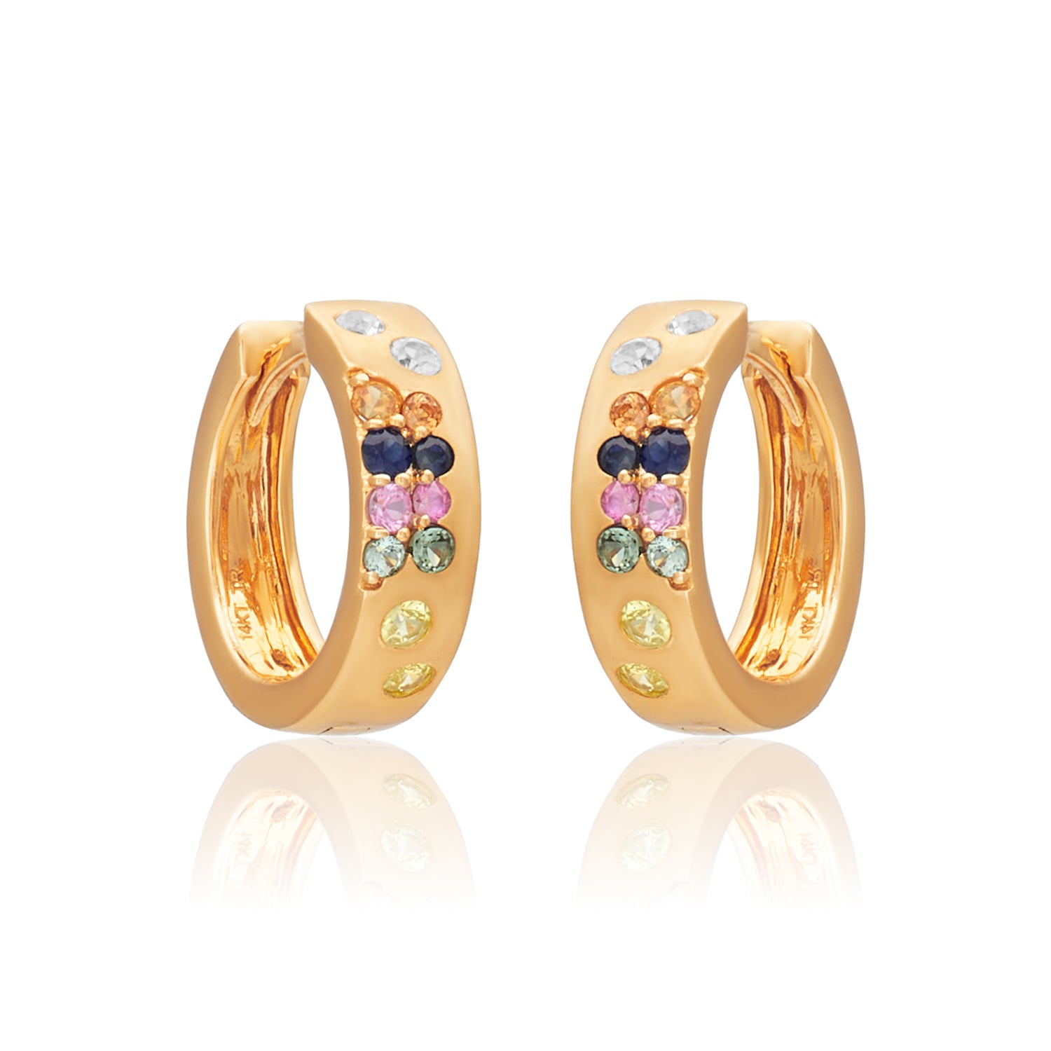 Mixed Sapphire & Diamond Hoops 14k