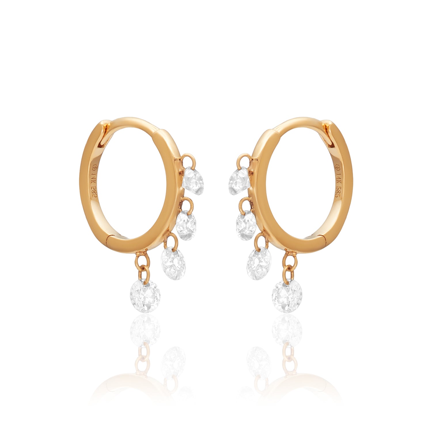 Lab Diamond Dangly Mini hoops-14k