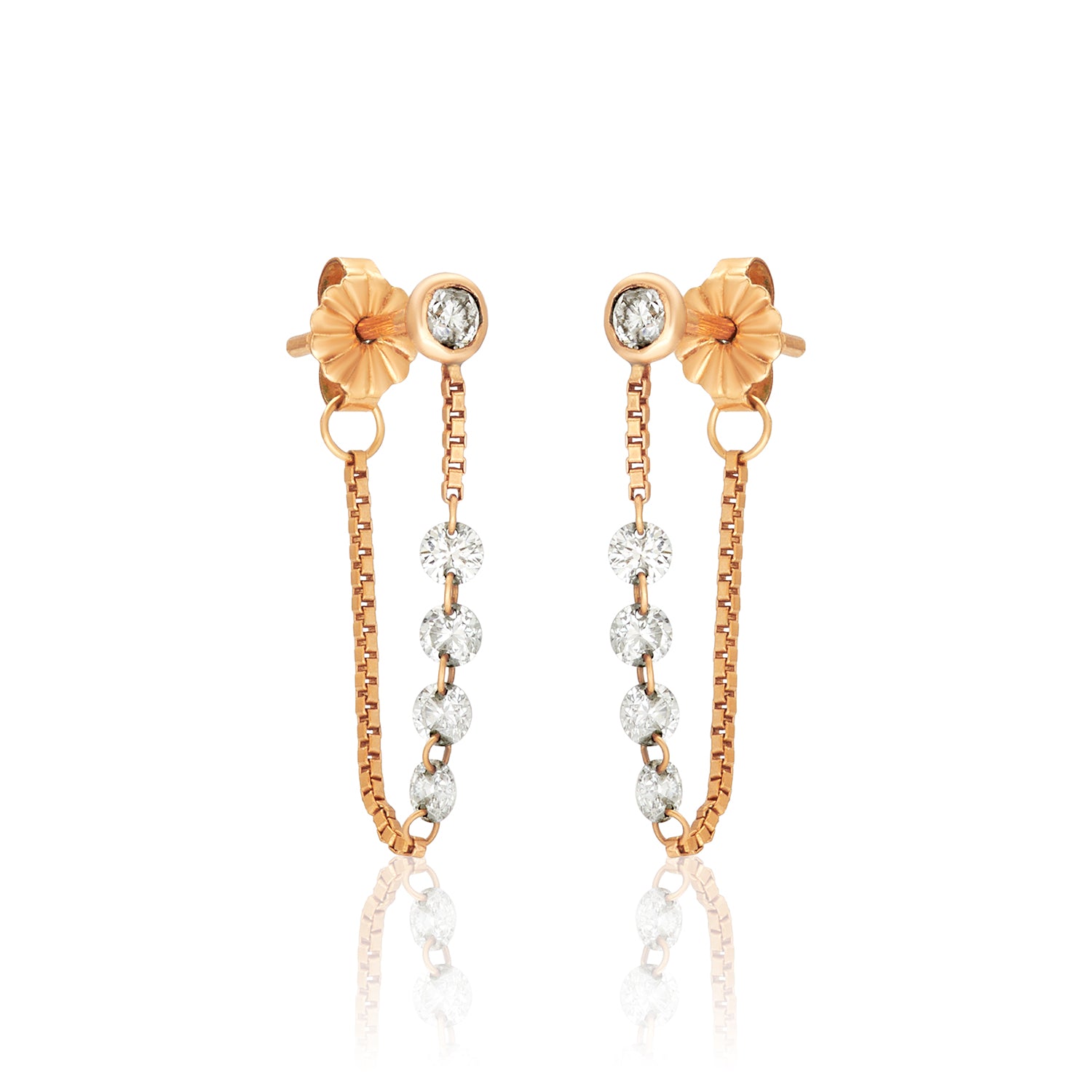 Floating Lab Diamond Stud Earrings in 14k