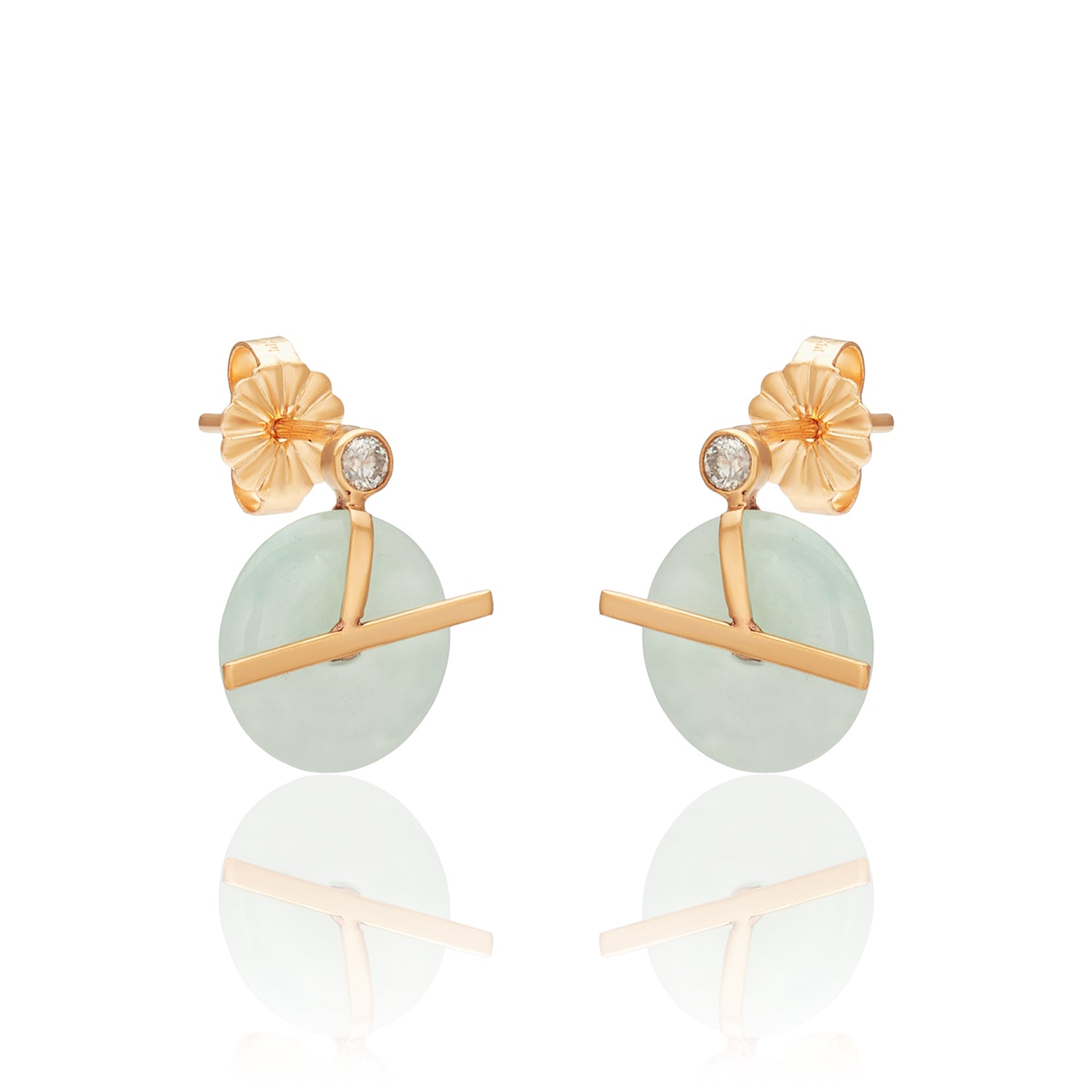Donut Jade Diamond Studs Earrings 14k