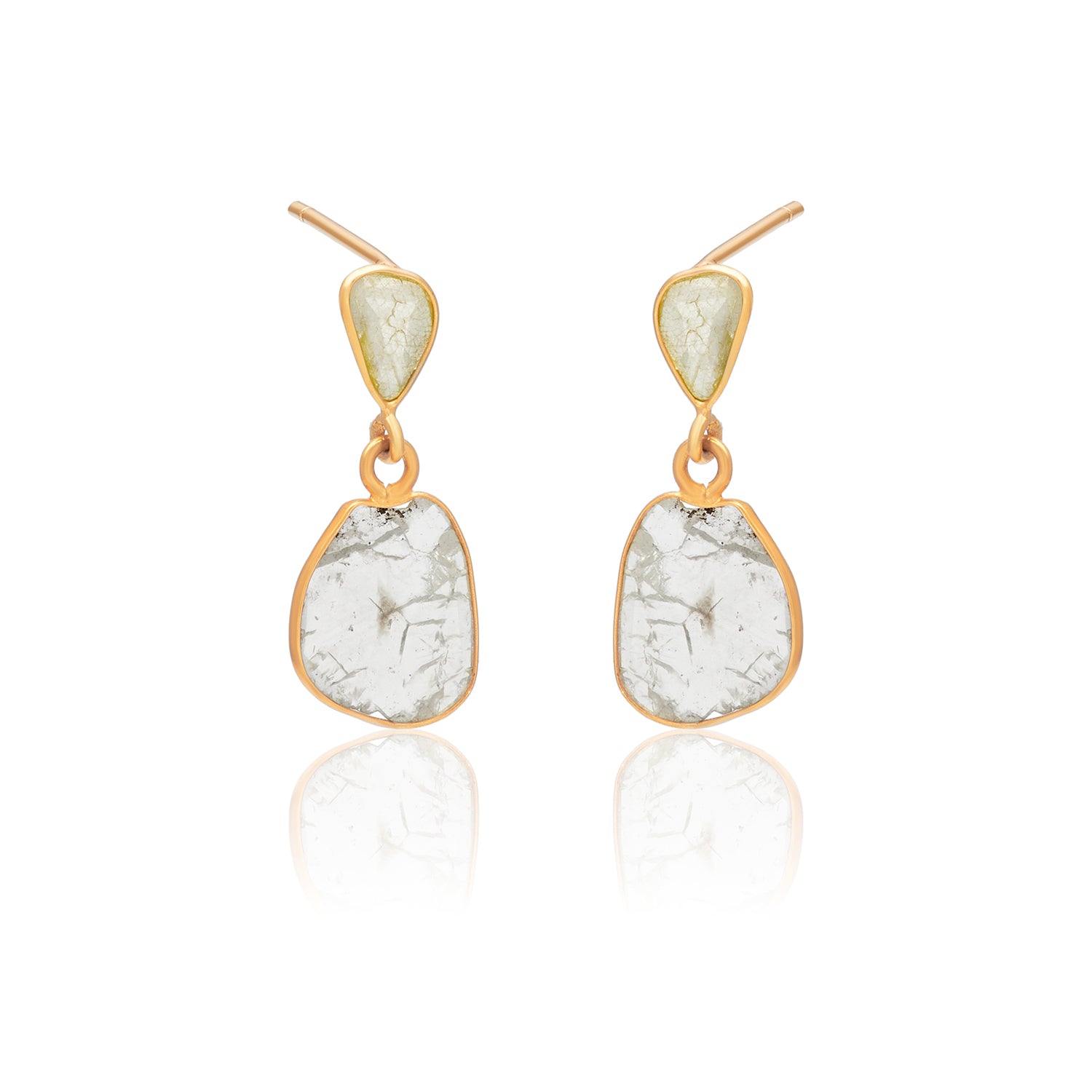 Double Slice Diamond Studs Earrings 18k