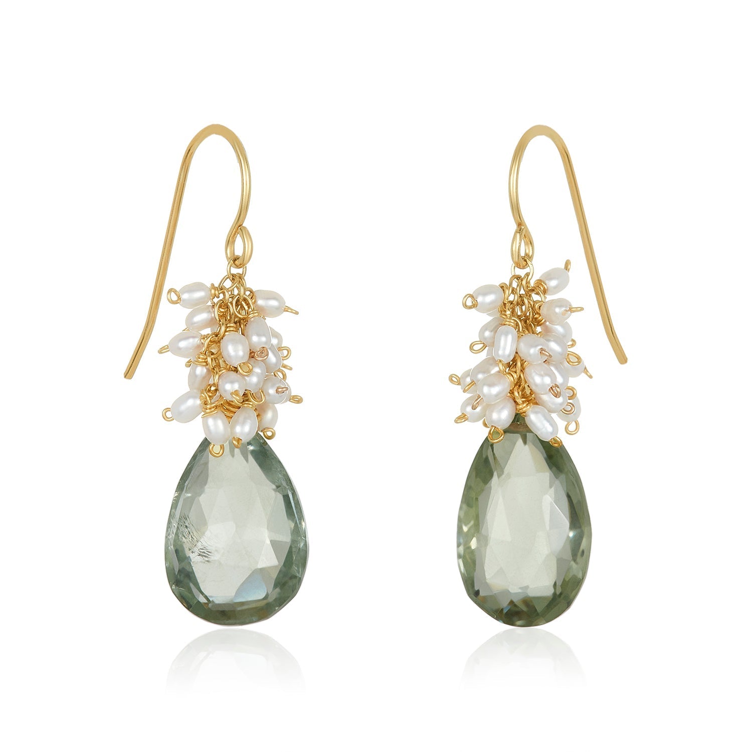 Pearl Cluster Gem Drop Earrings