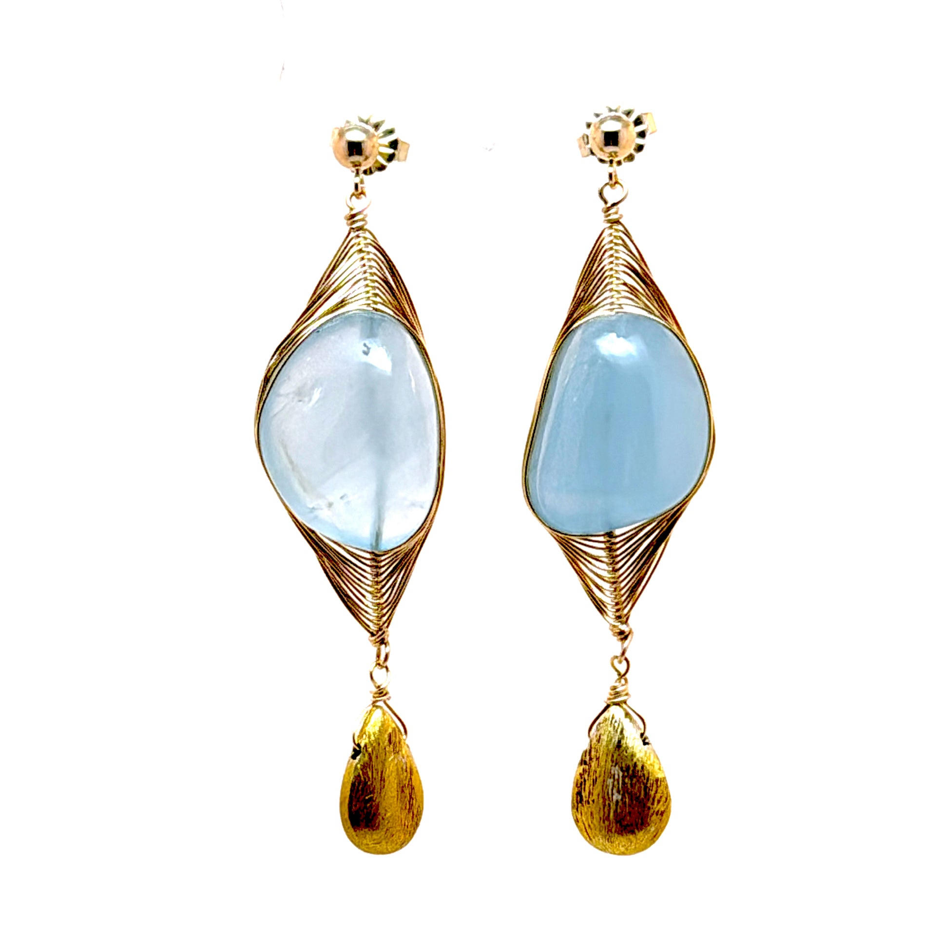 Lily Gem Wired Gold Drop Earrings