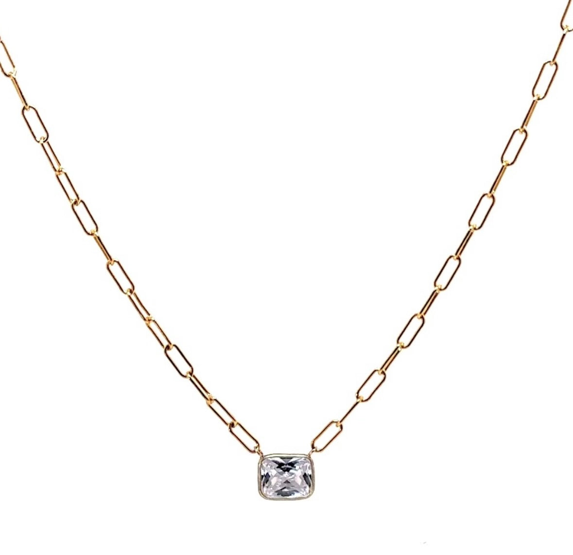 CZ  Paperclip Necklace