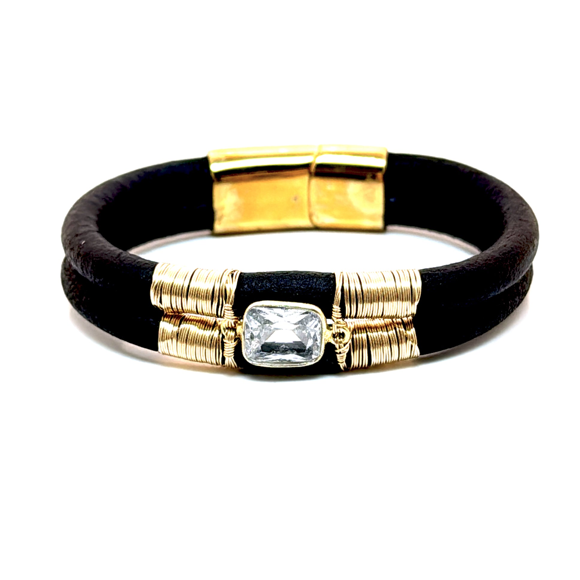 Gem Wired Double Leather Bracelet