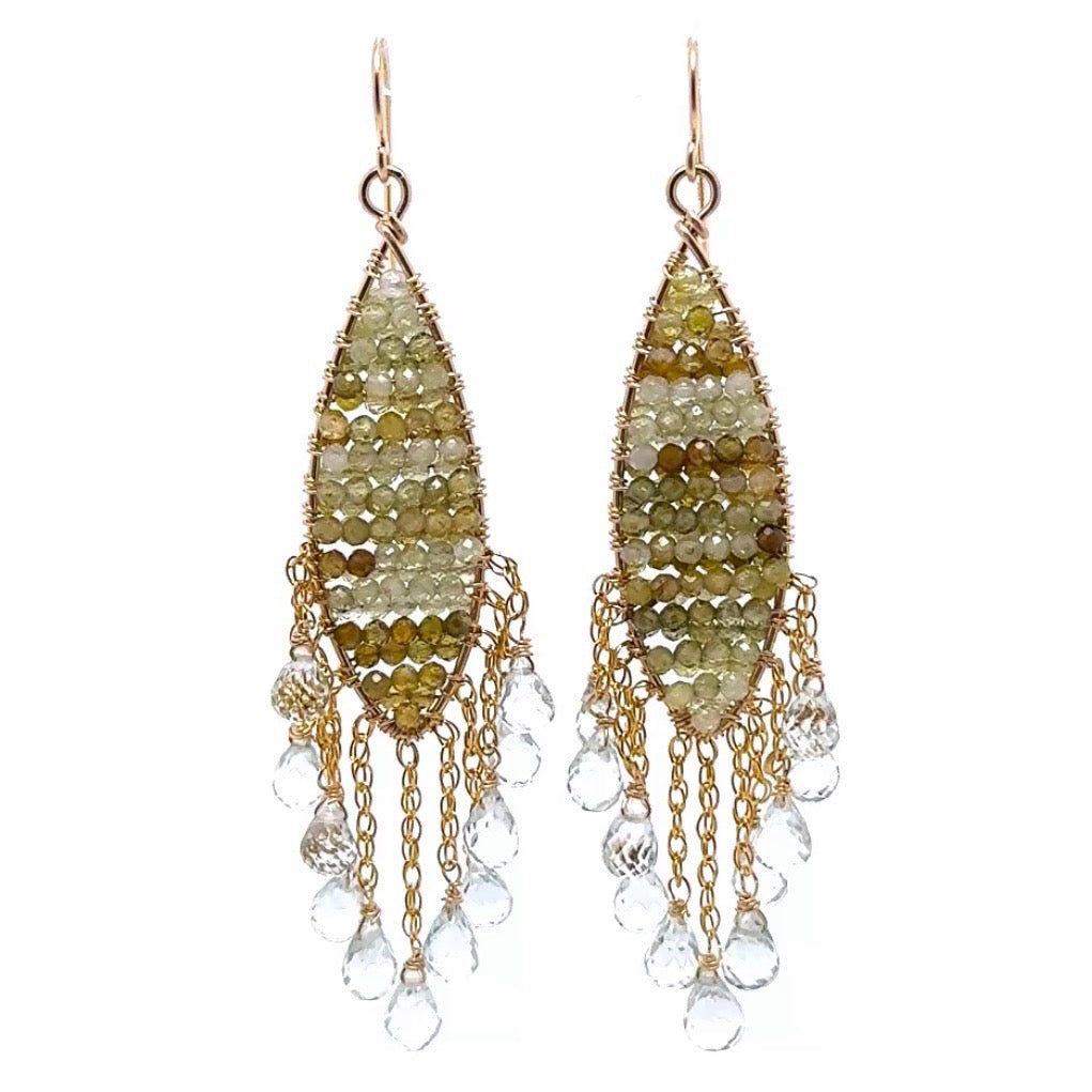Glamour in Ruby Or Green Garnet Earrings