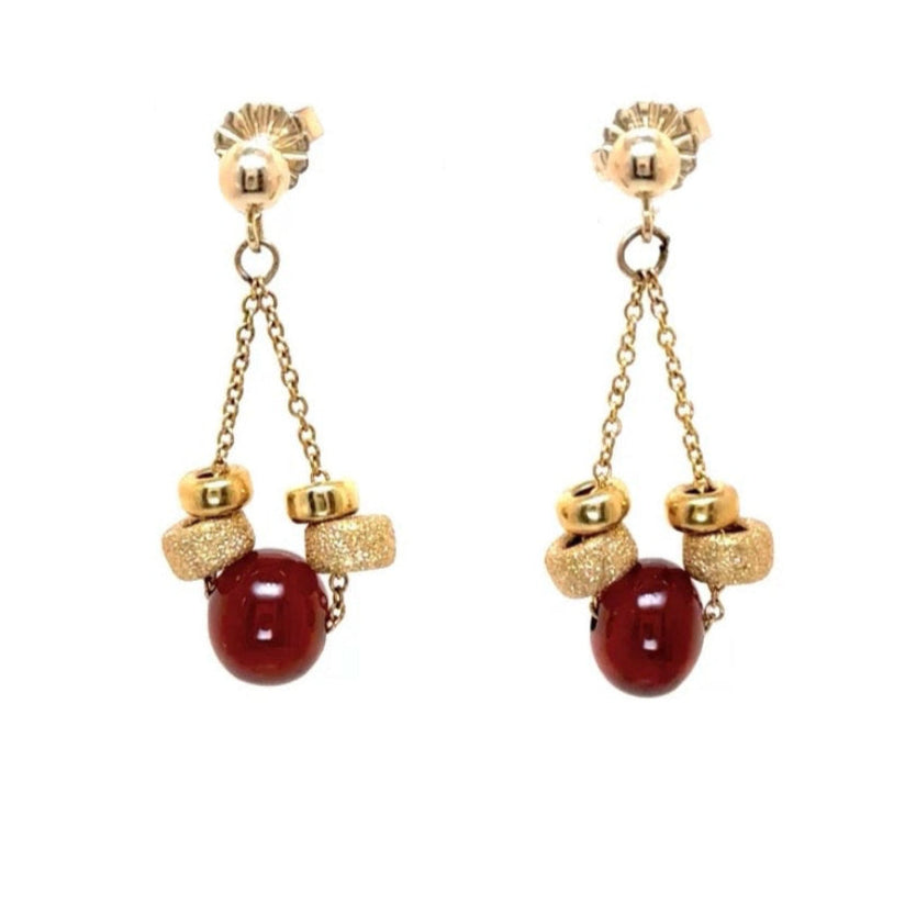 Garnet and Gold Stardust Drop Earrings