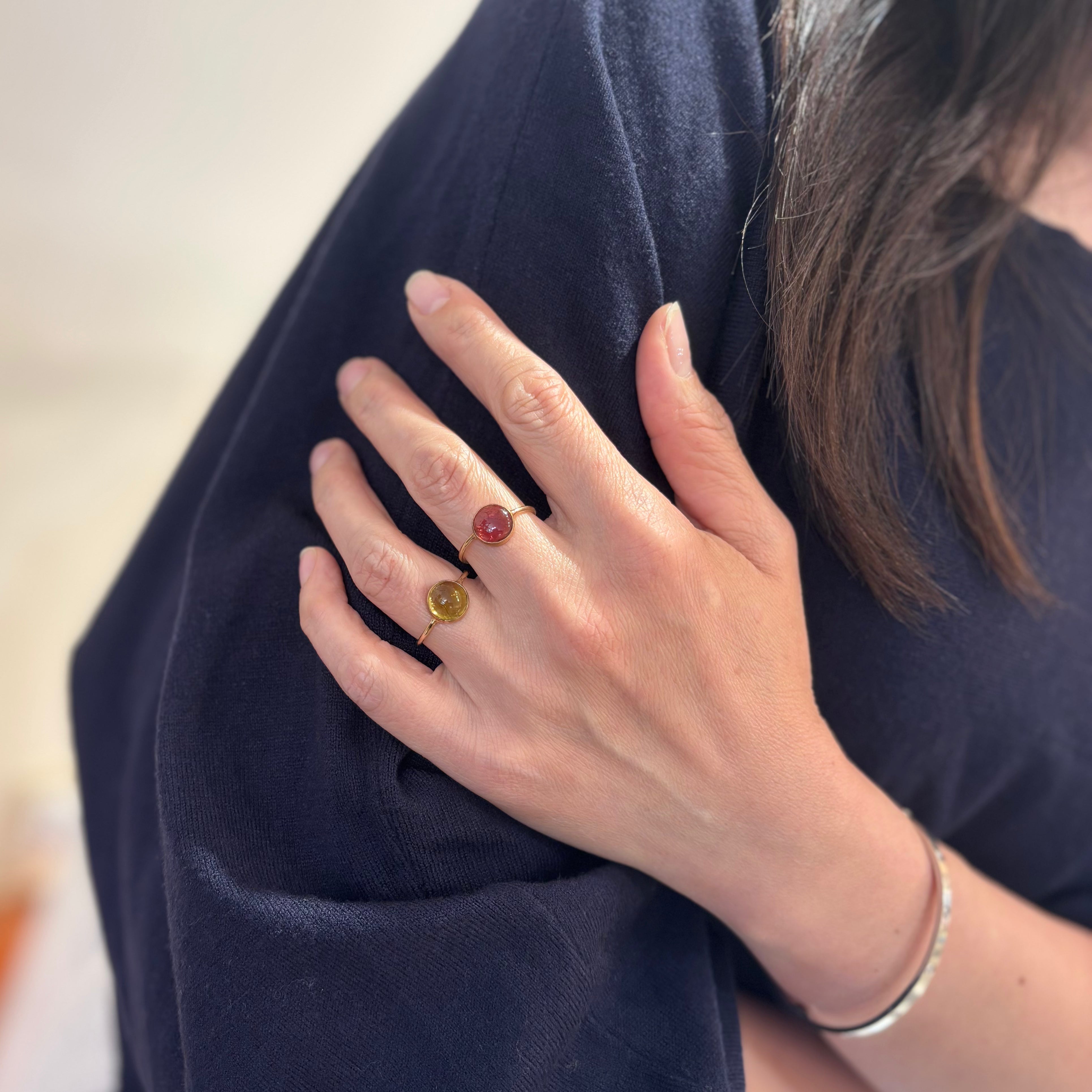 Natural Tourmaline Ring In 14k Gold-filled - Pink or Green