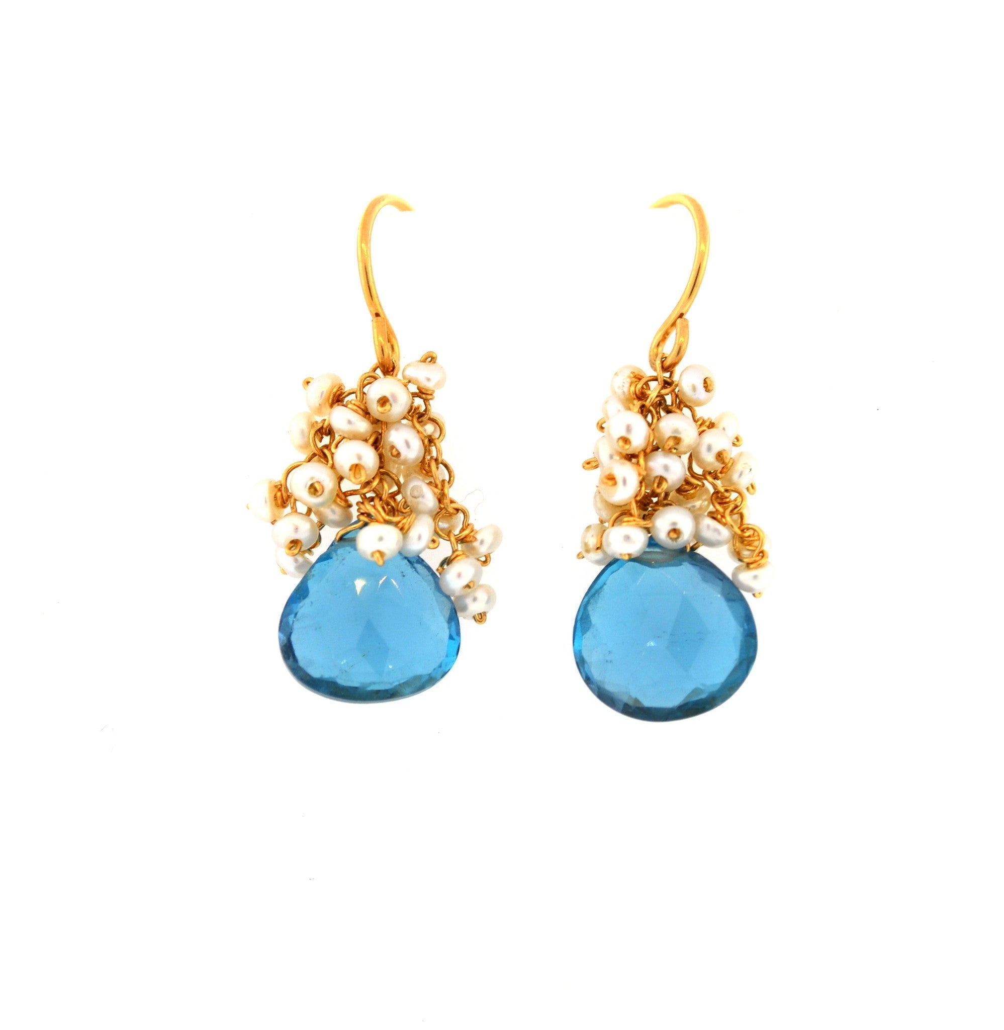 Pearl Cluster Gem Drop Earrings