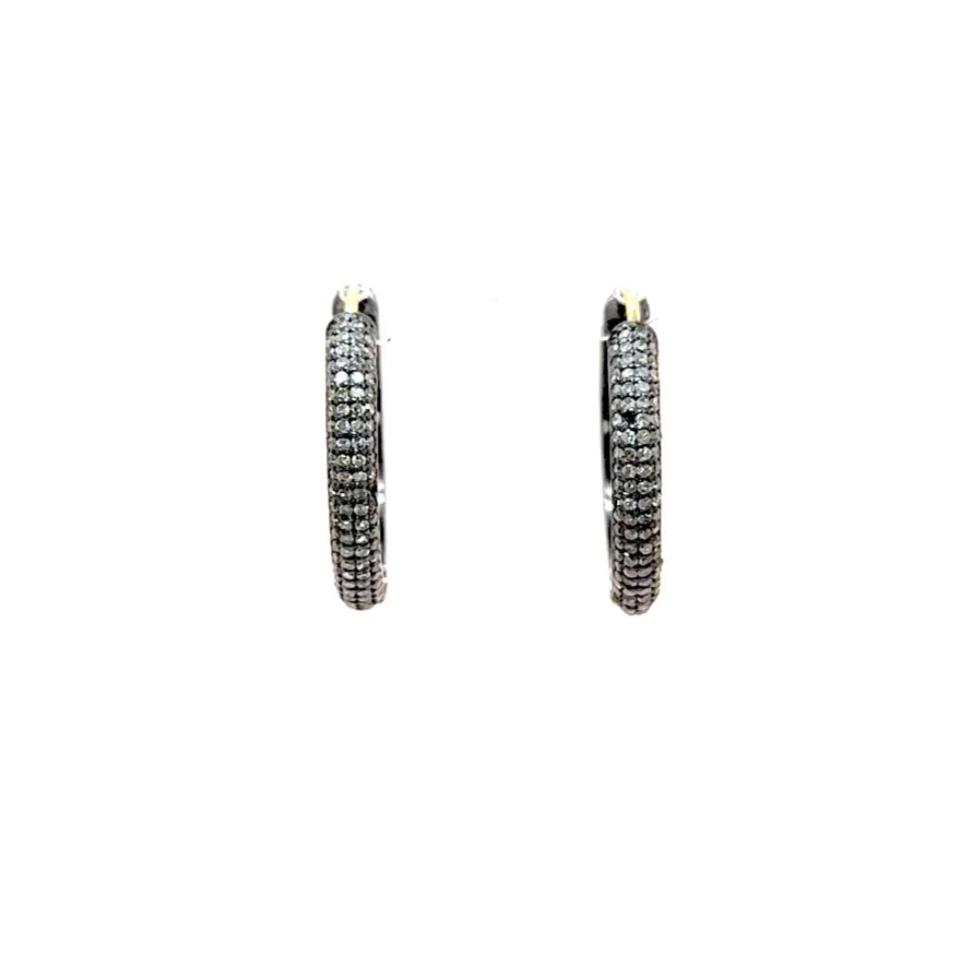 Diamond Rows Hoops Earrings